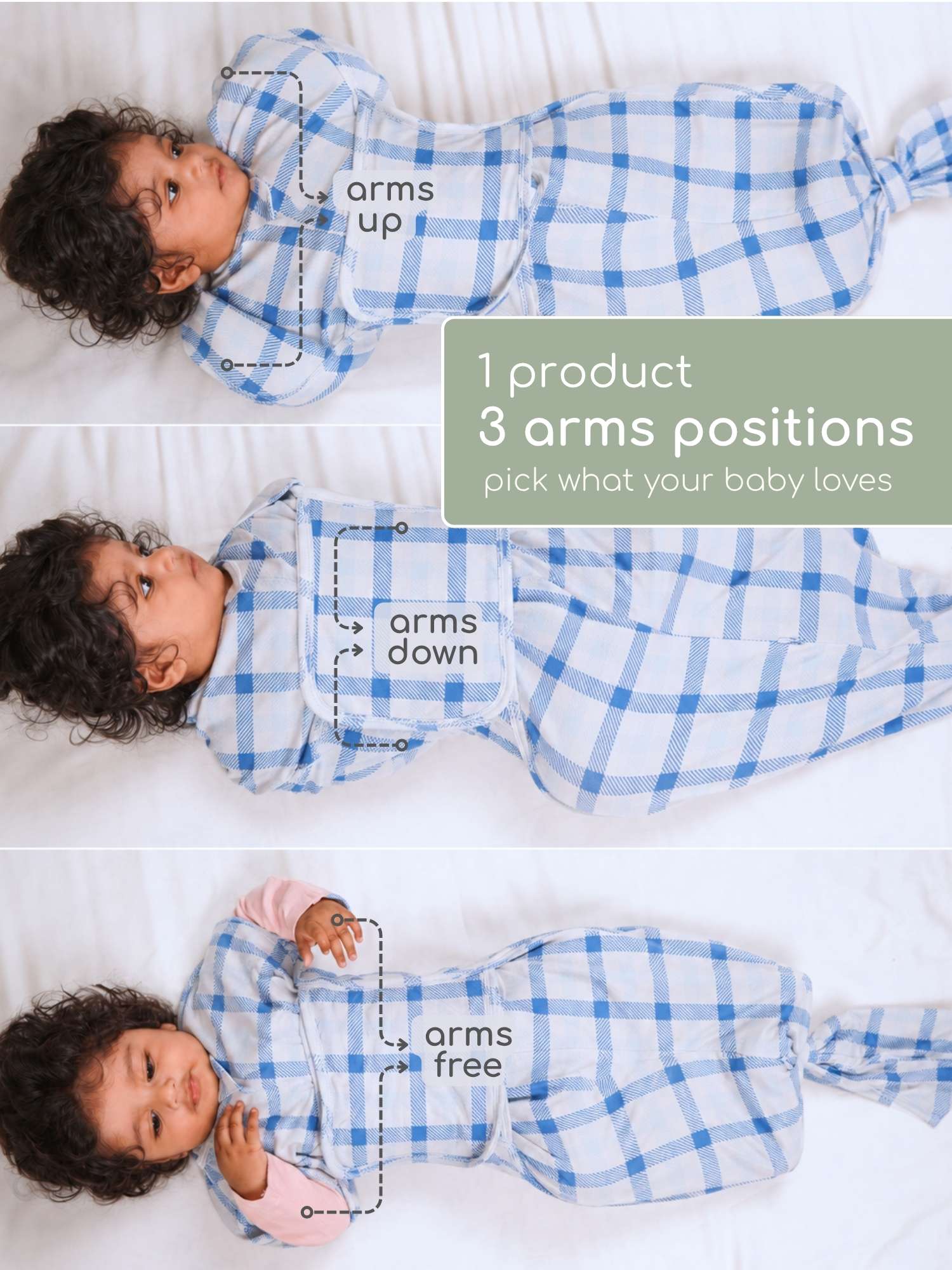 bamboo SNUZIE™ 3 arms position swaddle pod