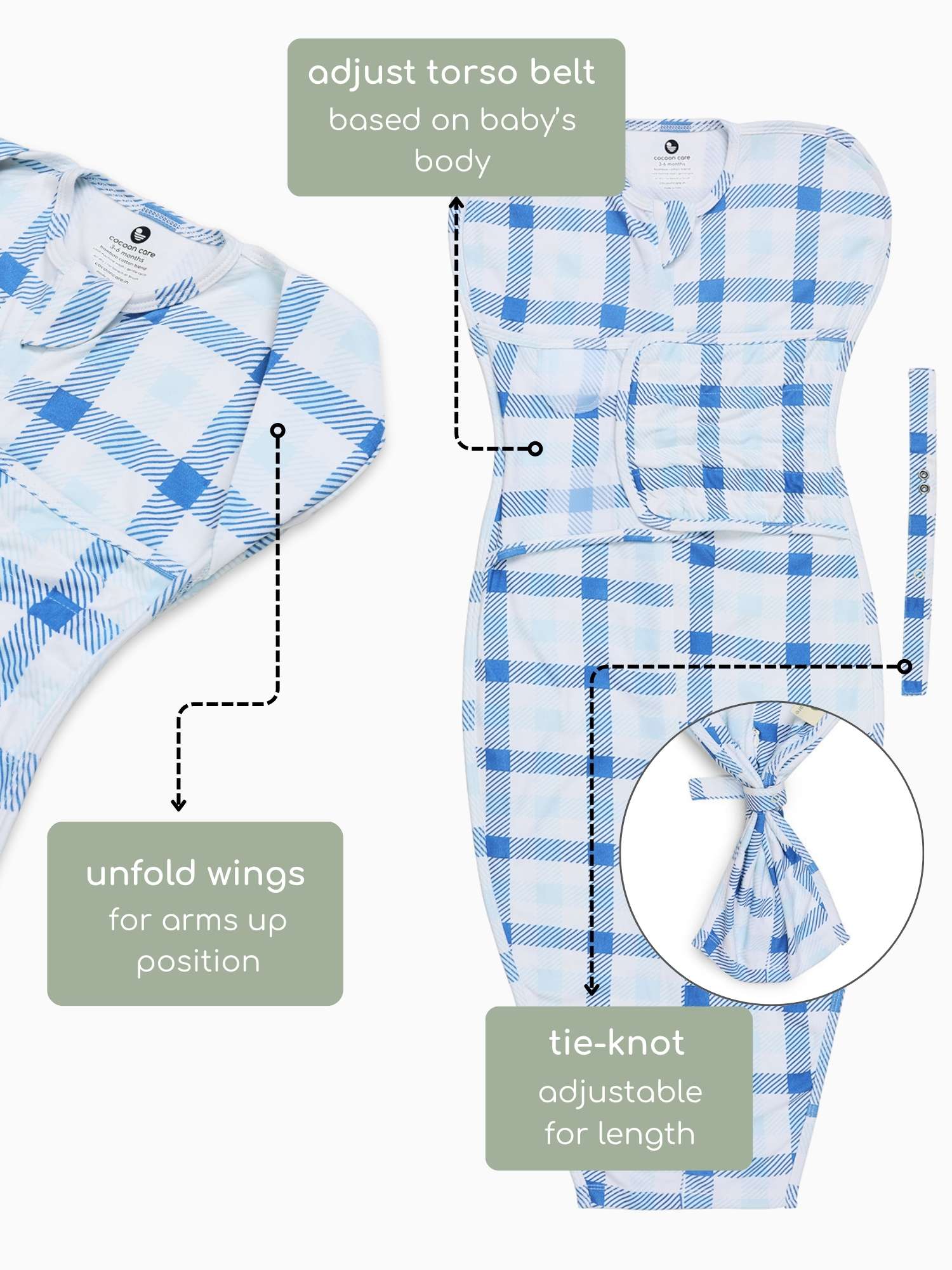bamboo SNUZIE™ 3 arms position swaddle pod