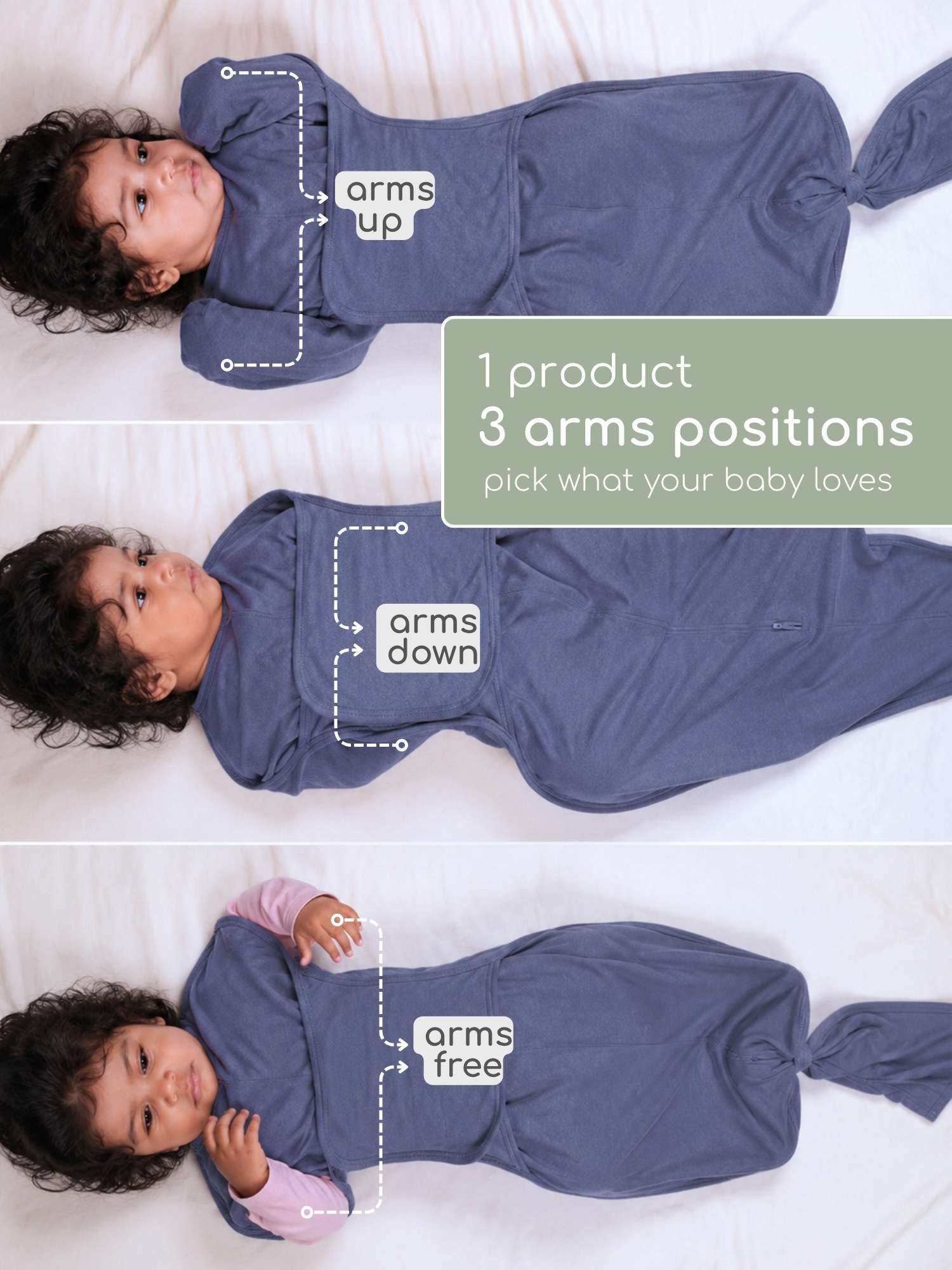 bamboo SNUGZIE™ 3 arms position swaddle pod