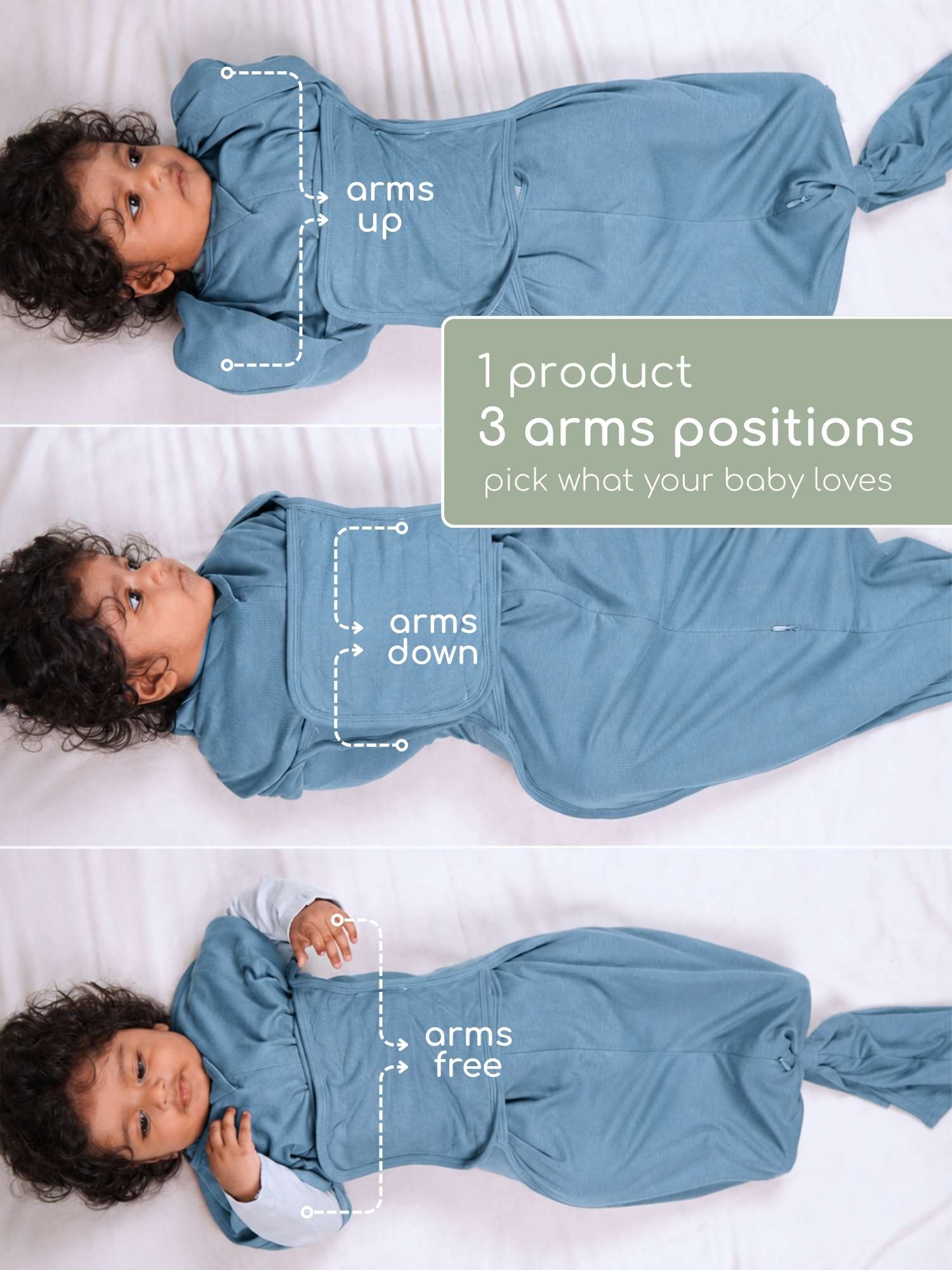 bamboo SNUGZIE™ 3 arms position swaddle pod