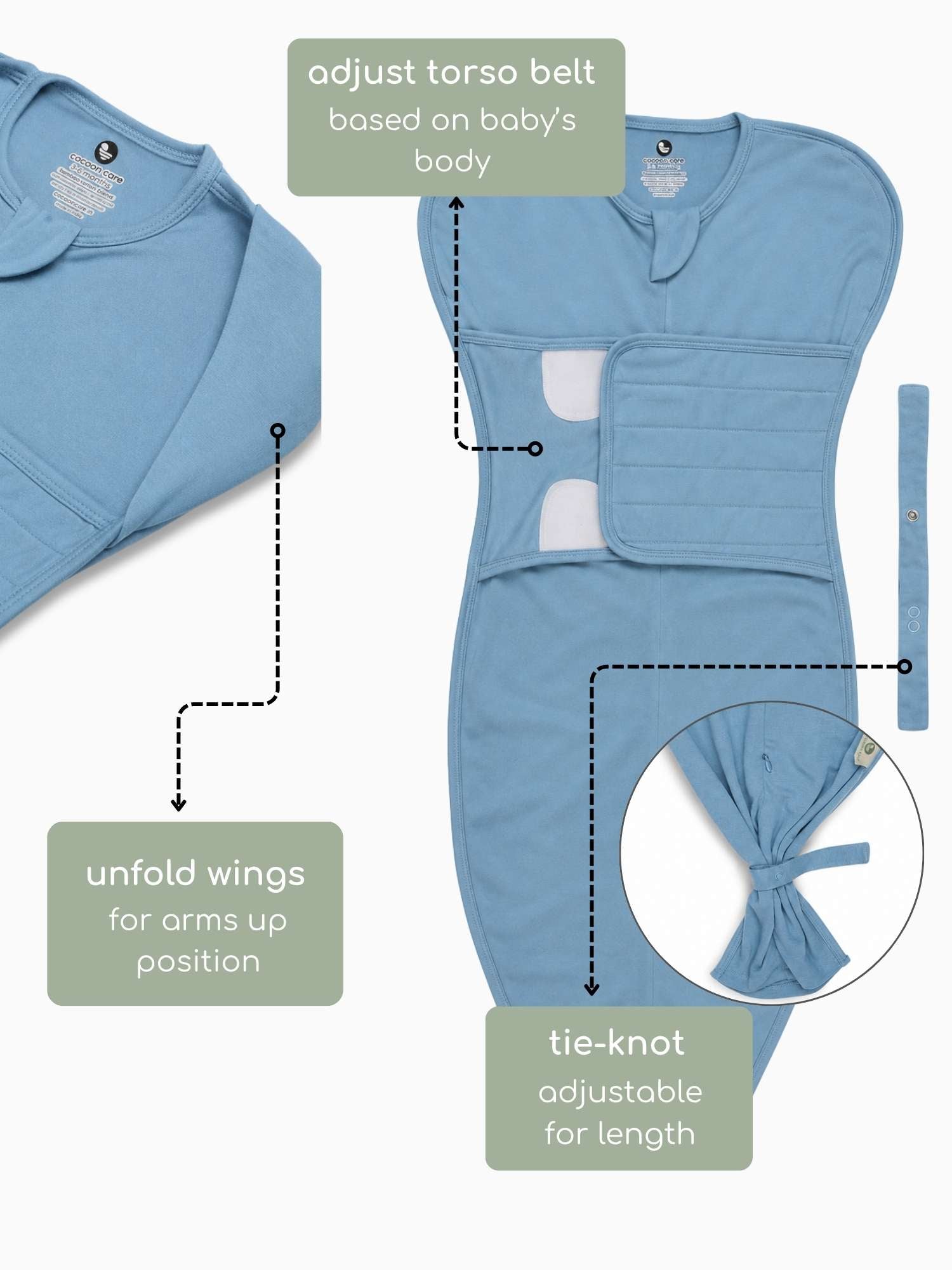 bamboo SNUGZIE™ 3 arms position swaddle pod