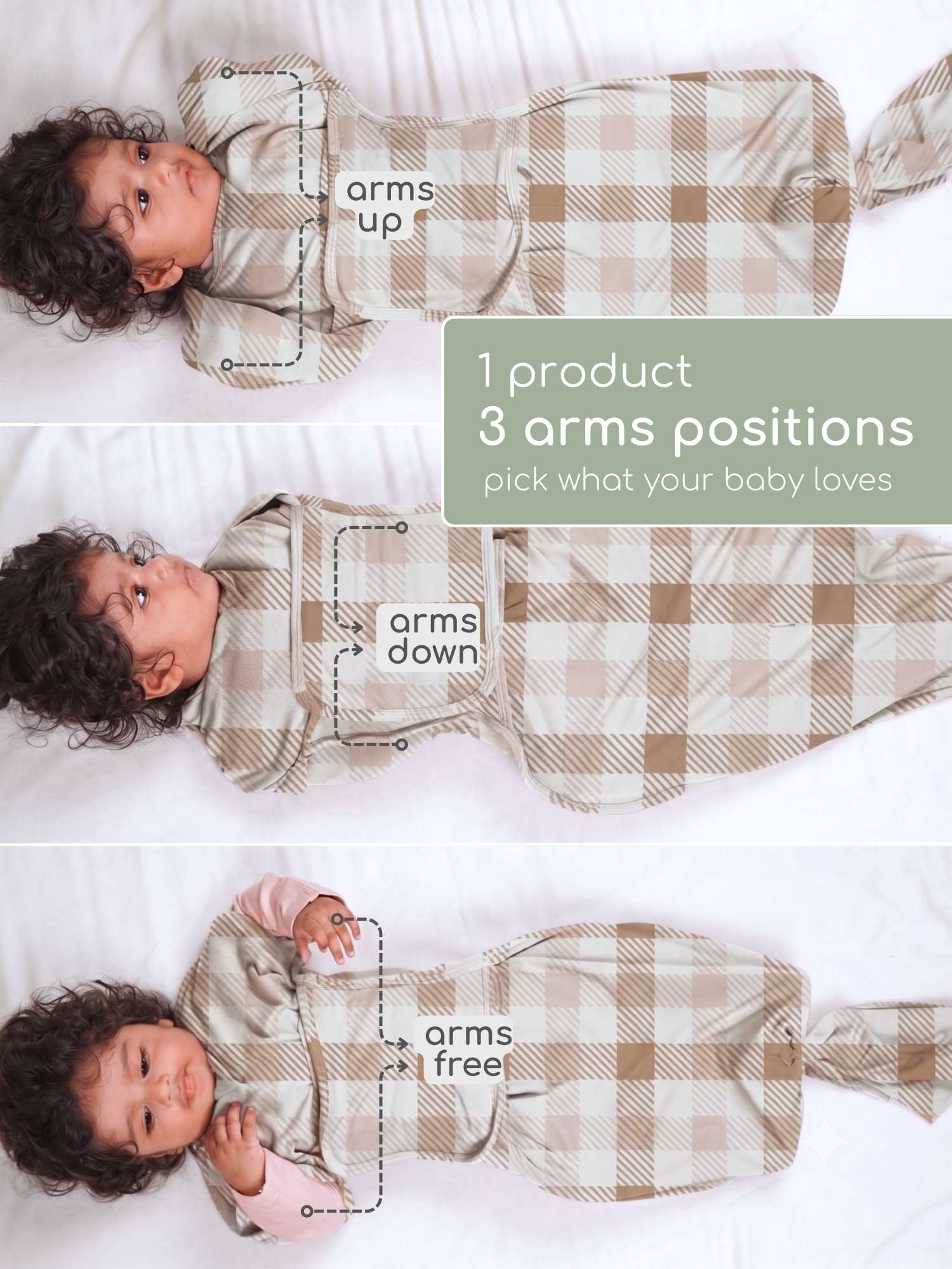 bamboo SNUGZIE™ 3 arms position swaddle pod