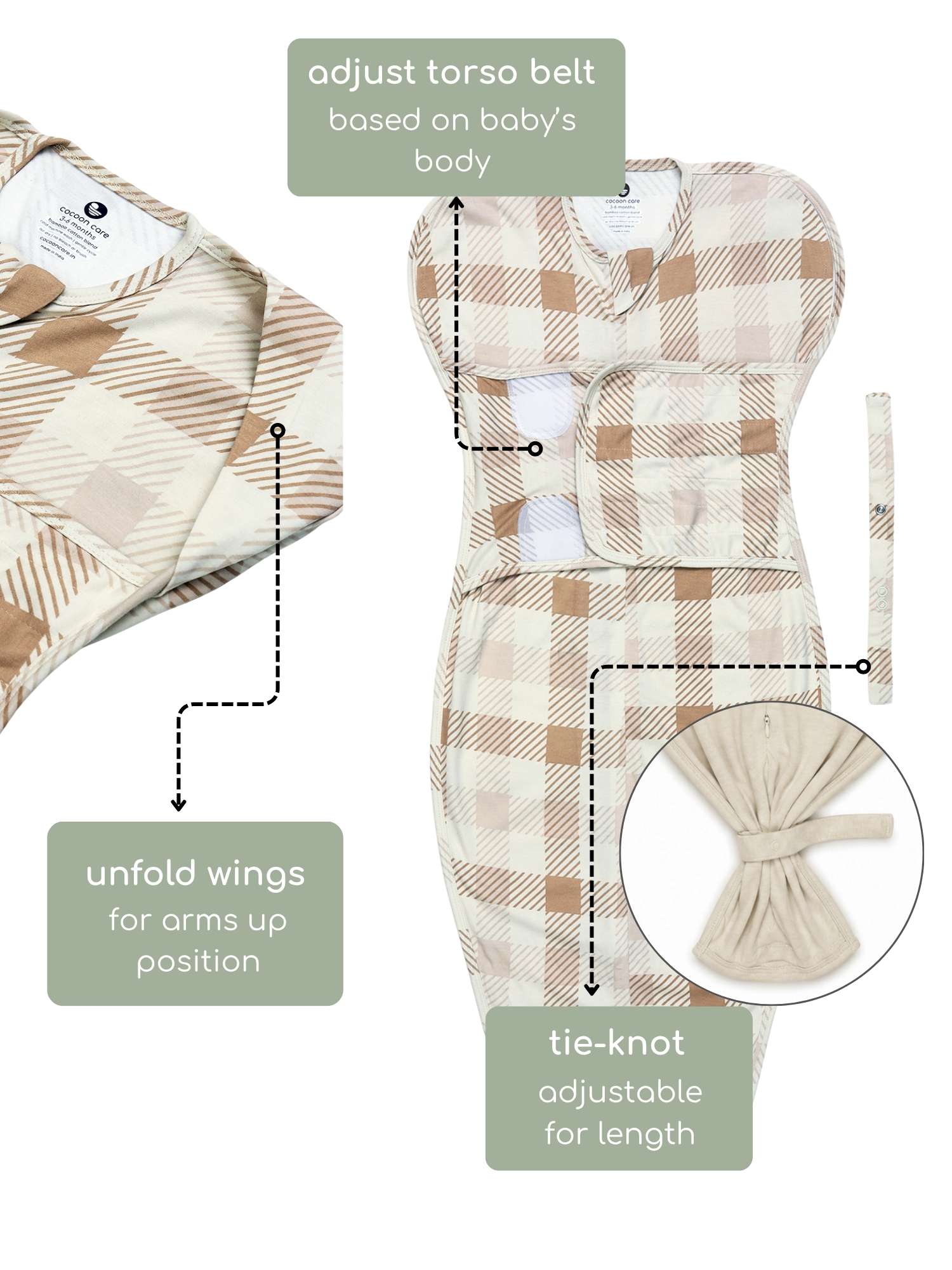 bamboo SNUGZIE™ 3 arms position swaddle pod