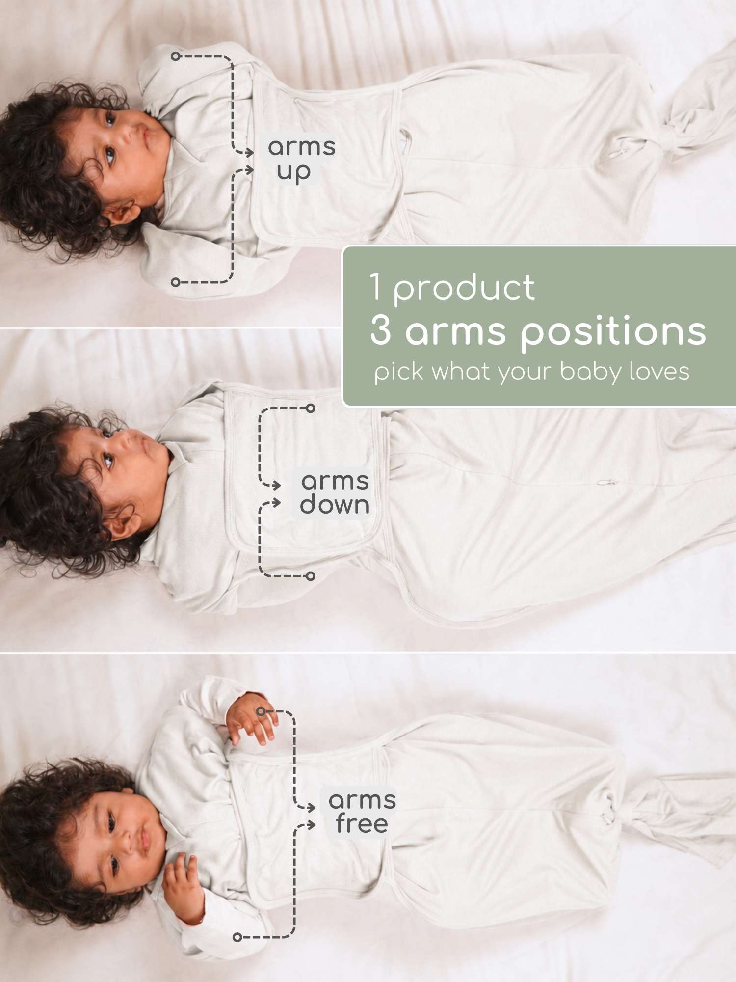 bamboo SNUGZIE™ 3 arms position swaddle pod