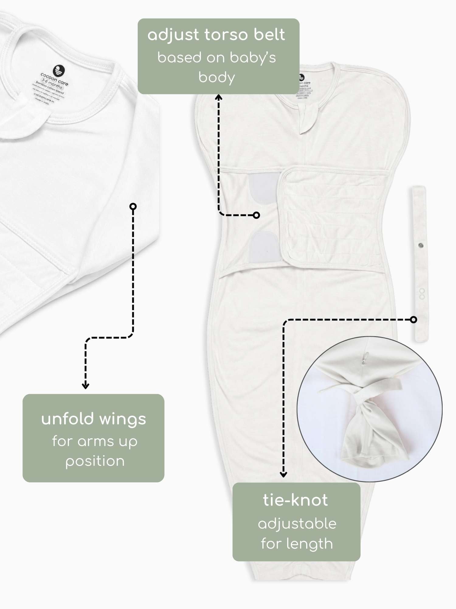 bamboo SNUGZIE™ 3 arms position swaddle pod