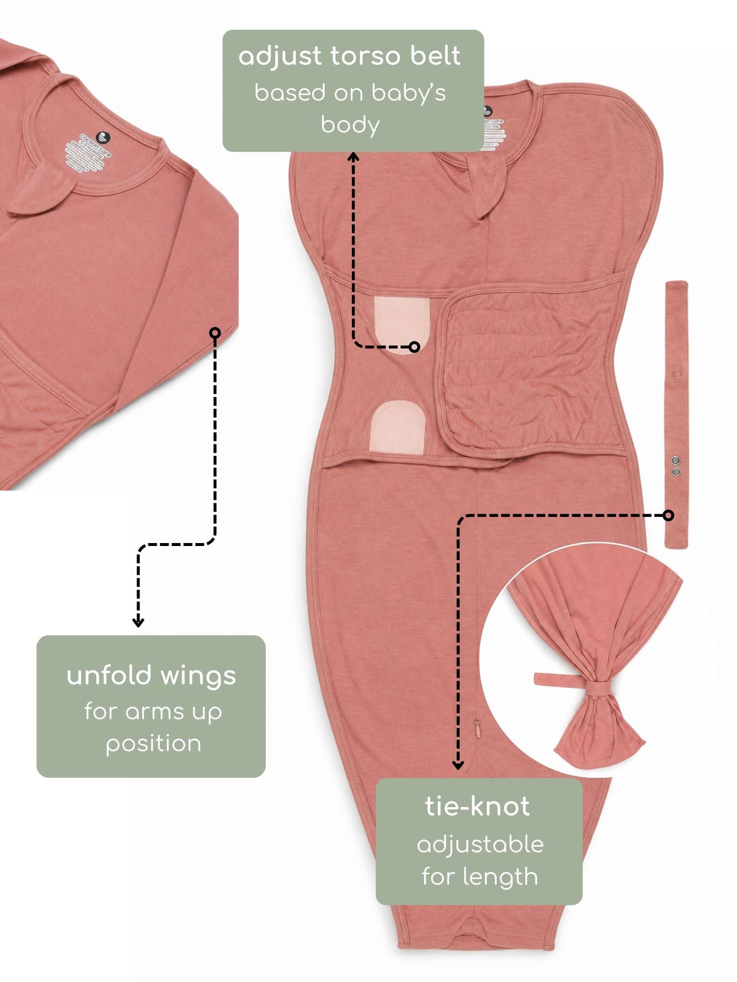 bamboo SNUGZIE™ 3 arms position swaddle pod