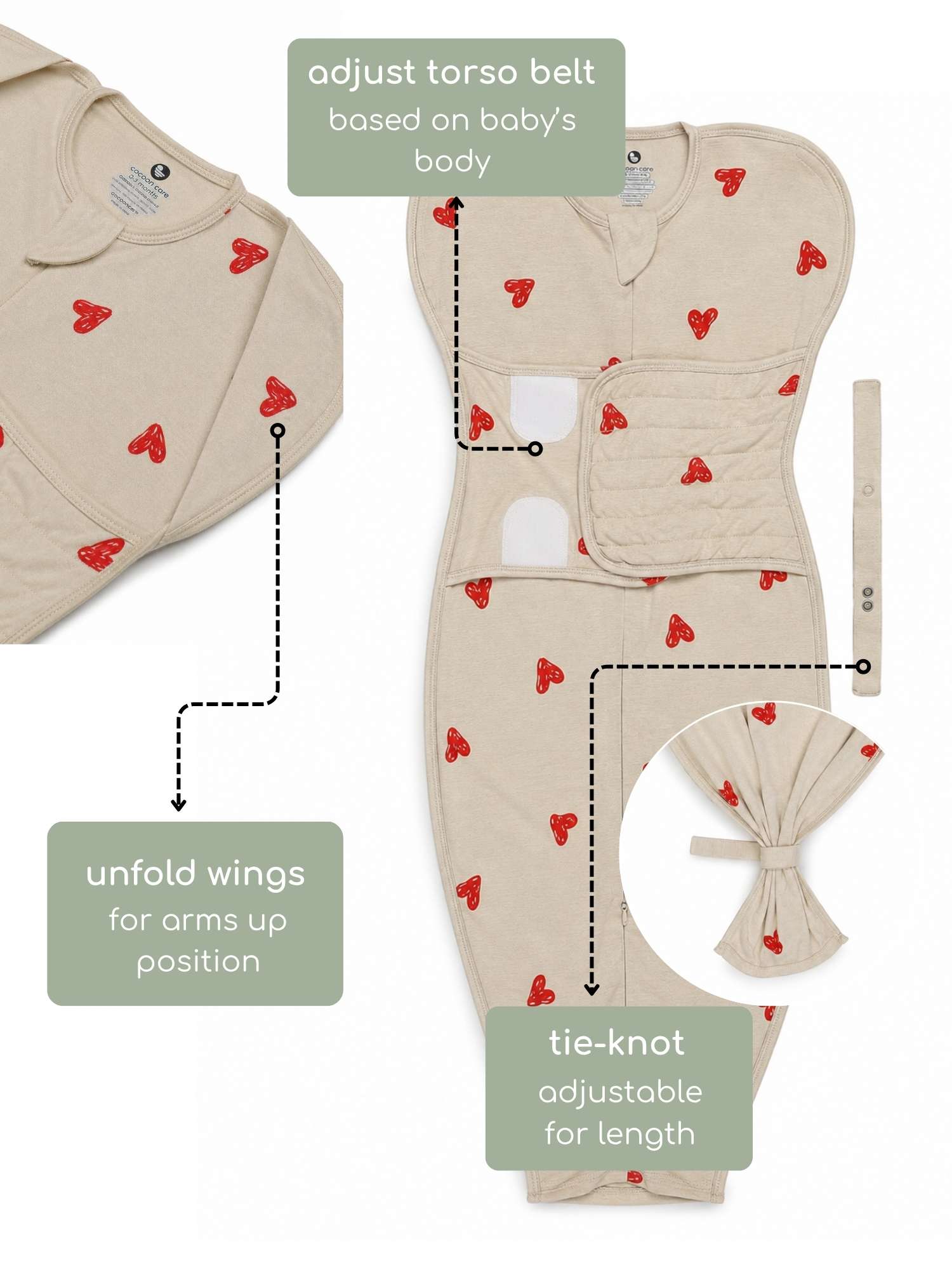 bamboo SNUGZIE™ 3 arms position swaddle pod