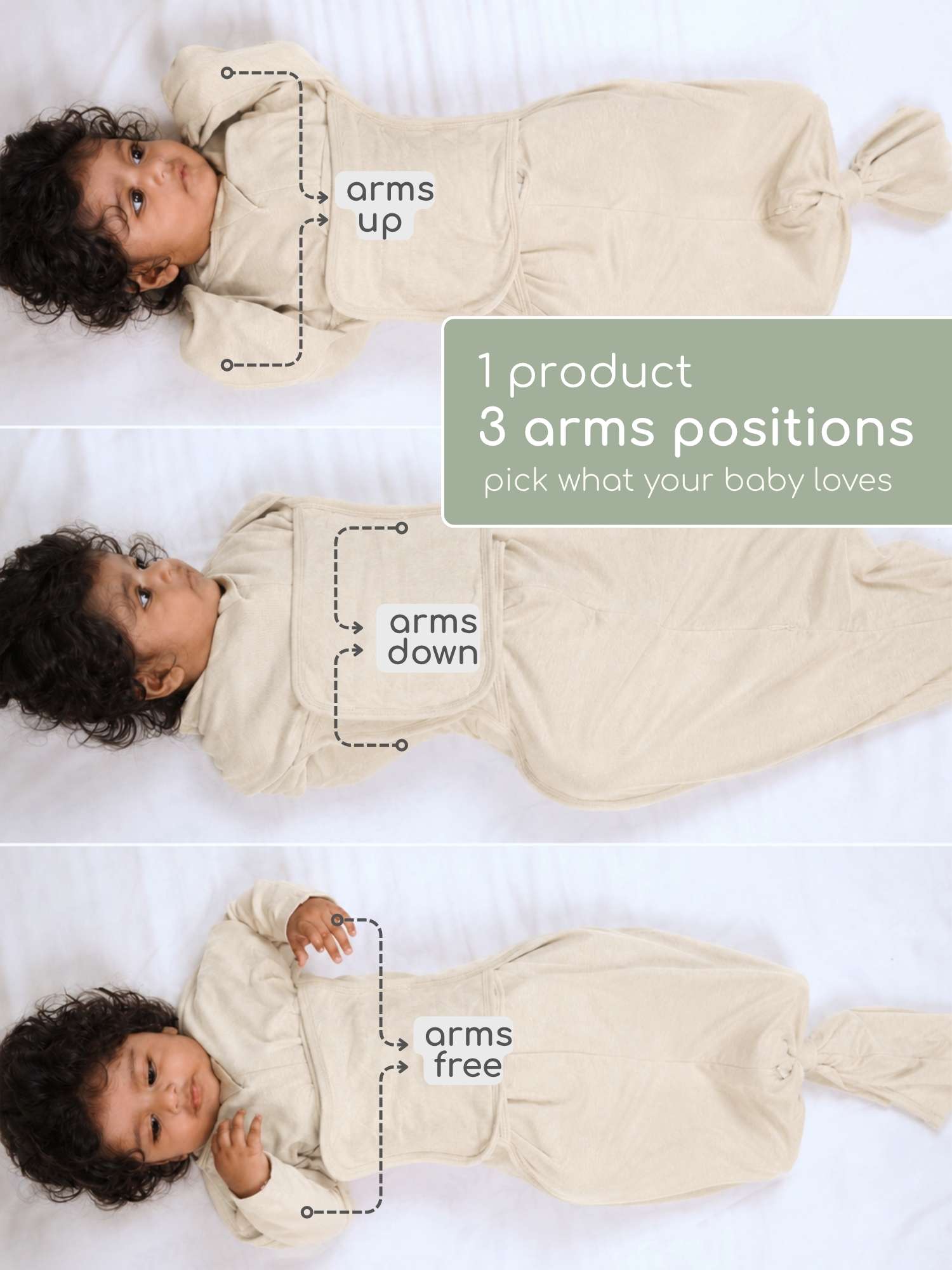 bamboo SNUGZIE™ 3 arms position swaddle pod