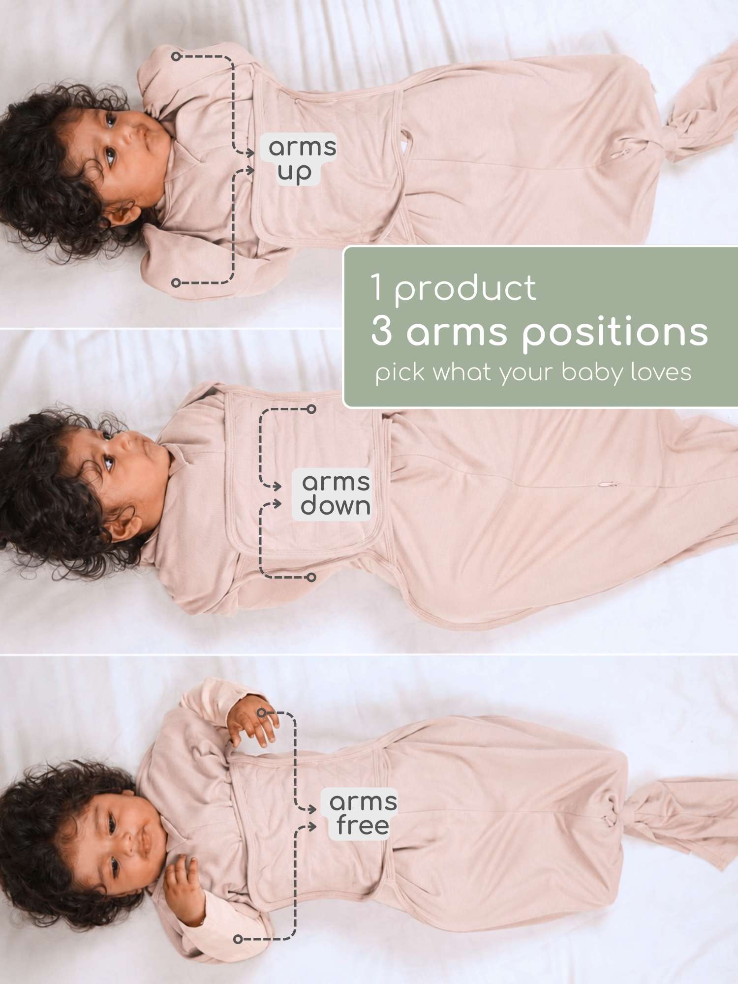 bamboo SNUGZIE™ 3 arms position swaddle pod