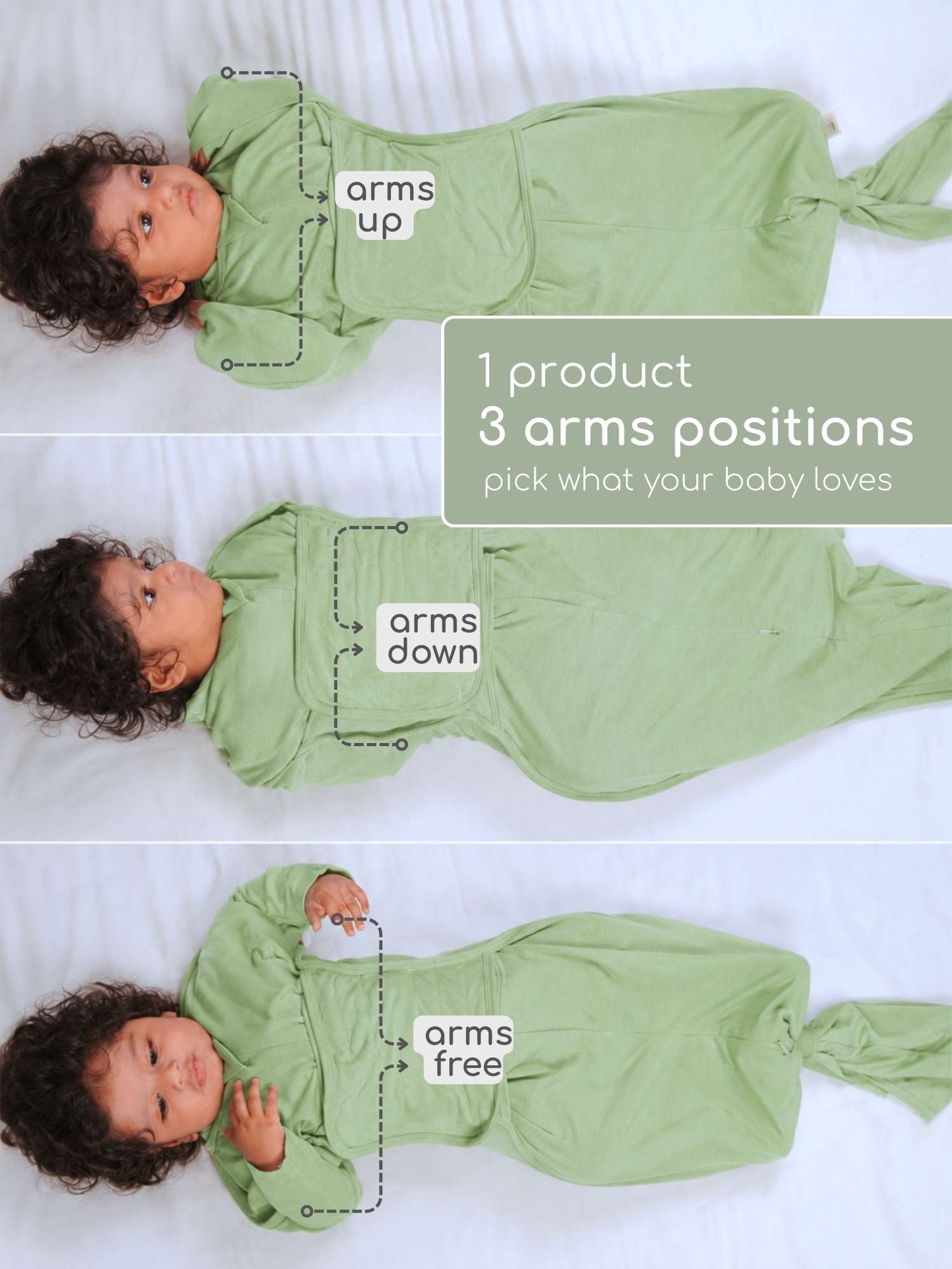 bamboo SNUGZIE™ 3 arms position swaddle pod
