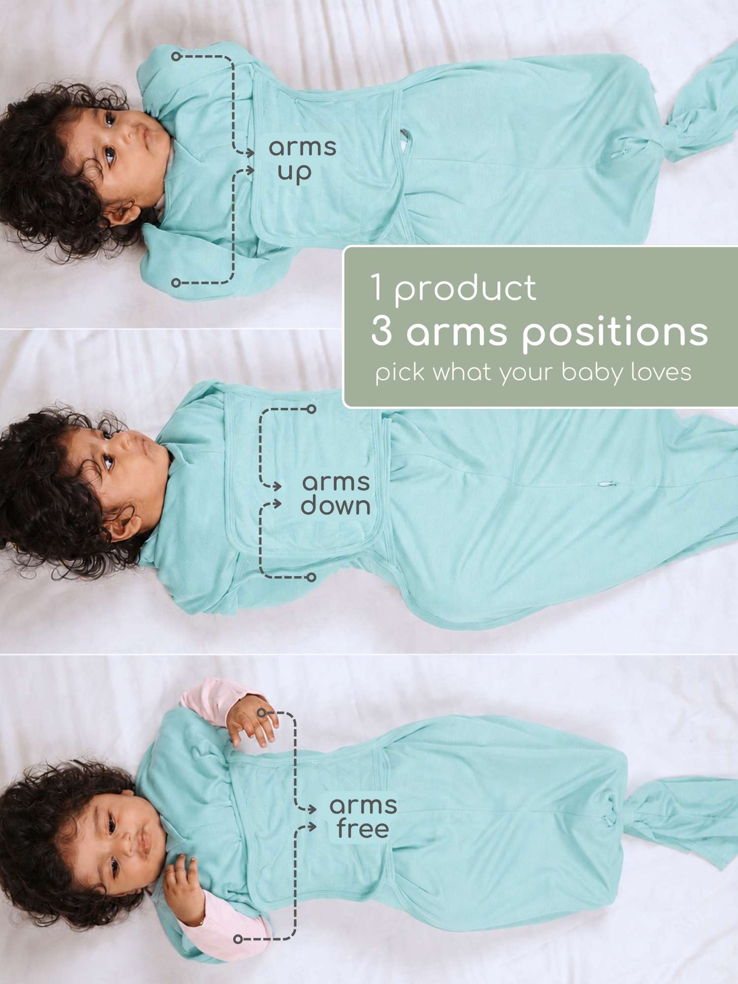 bamboo SNUGZIE™ 3 arms position swaddle pod