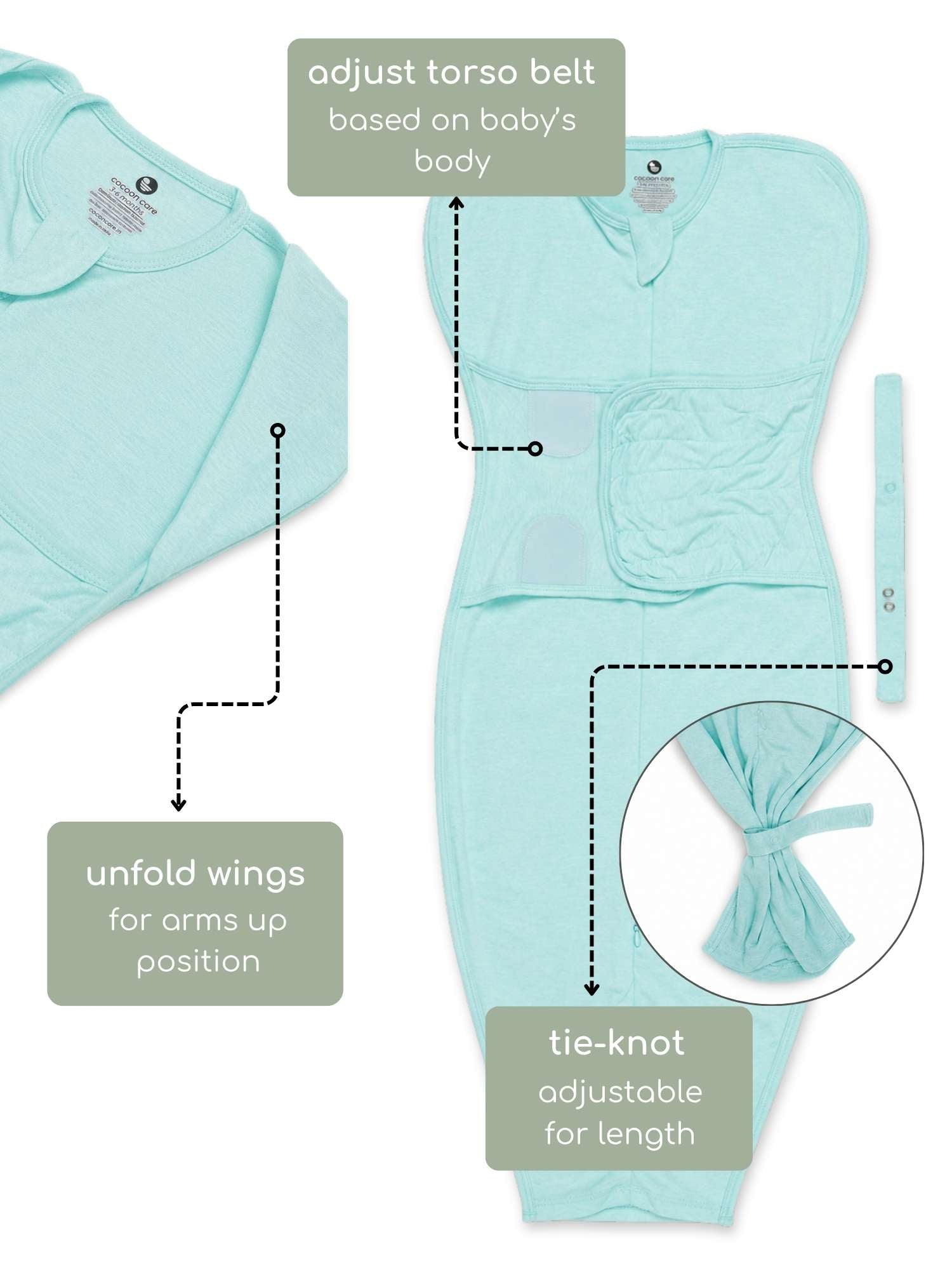 bamboo SNUGZIE™ 3 arms position swaddle pod
