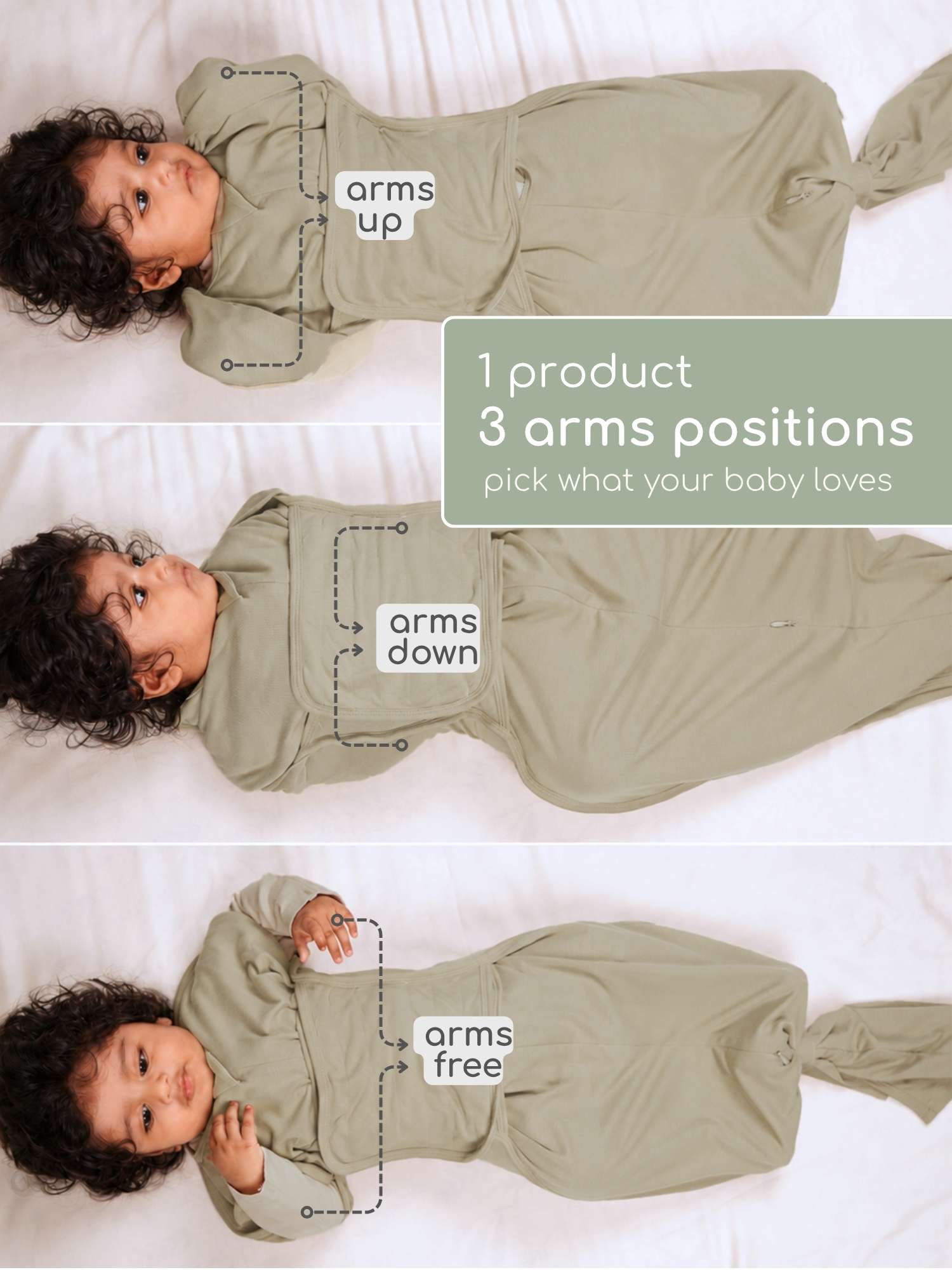 bamboo SNUGZIE™ 3 arms position swaddle pod