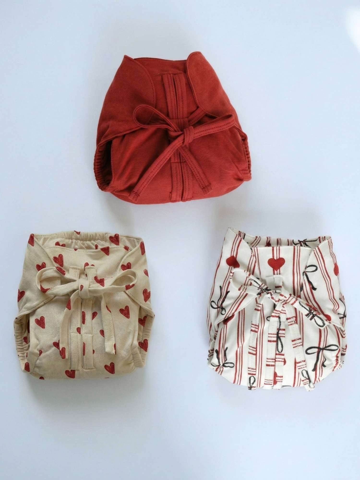 bamboo knit cloth nappy pack of 3 - valentine edit