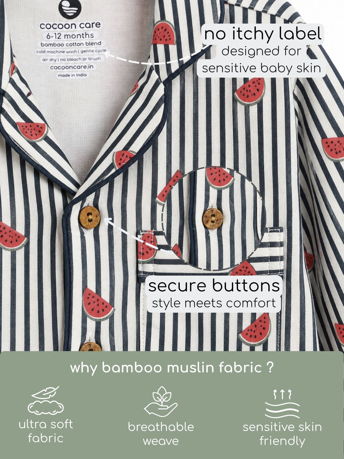 bamboo muslin nightsuit set
