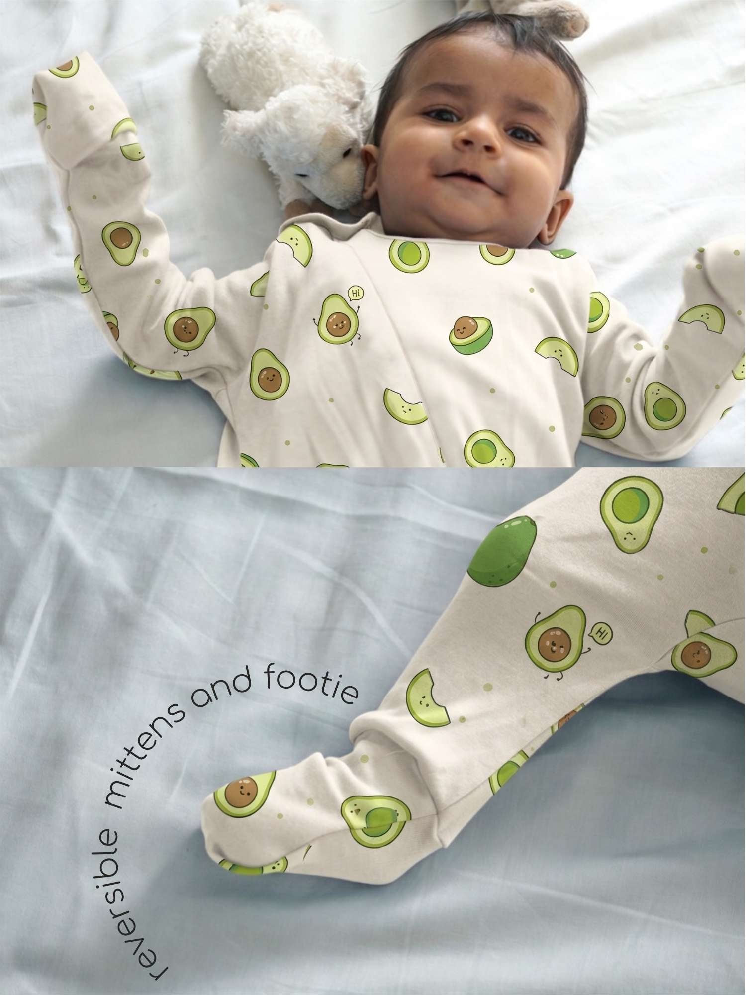 bamboo sleepsuit with reversible mittens & footie