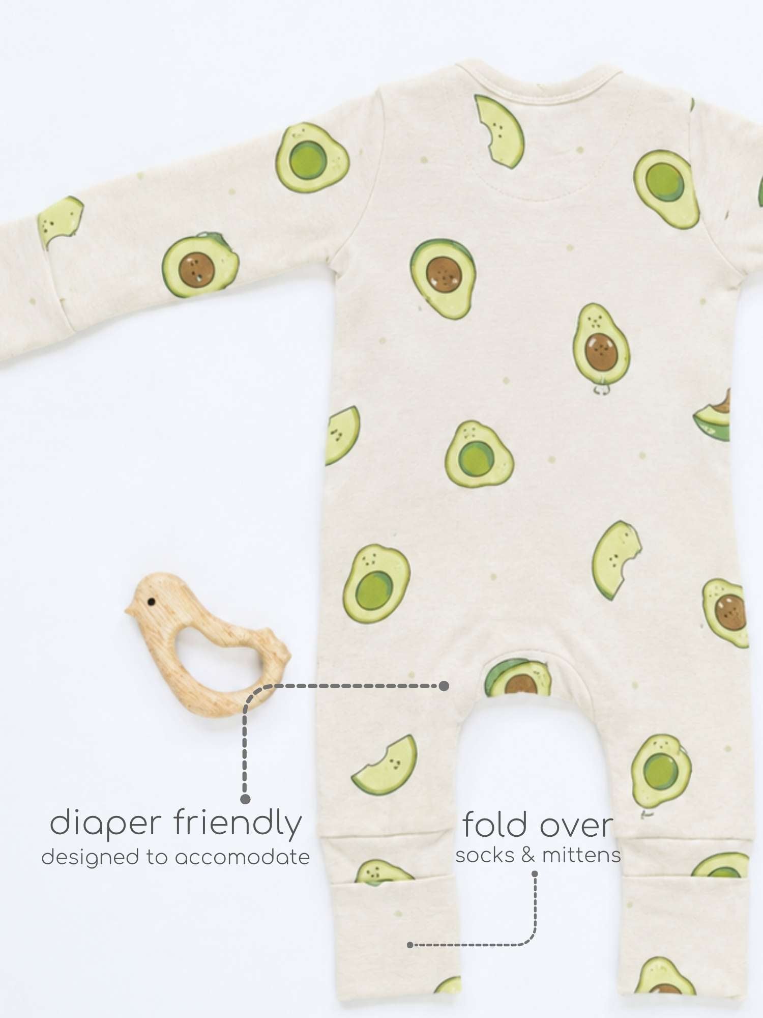 bamboo sleepsuit with reversible mittens & footie
