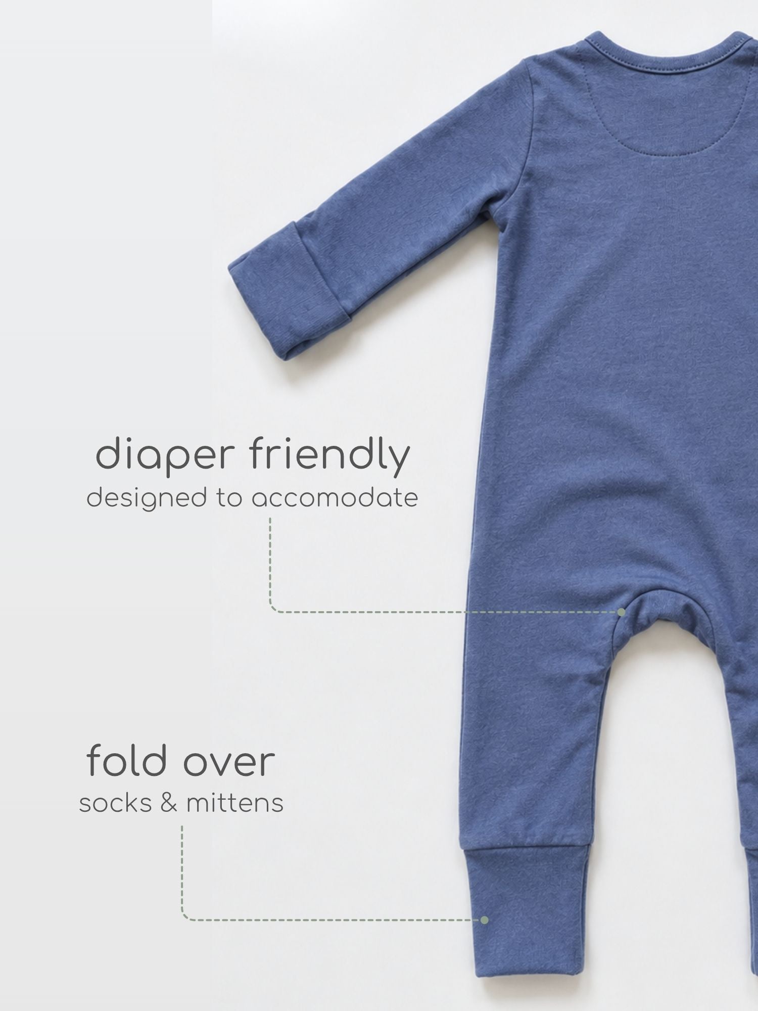 bamboo sleepsuit with reversible mittens & footie