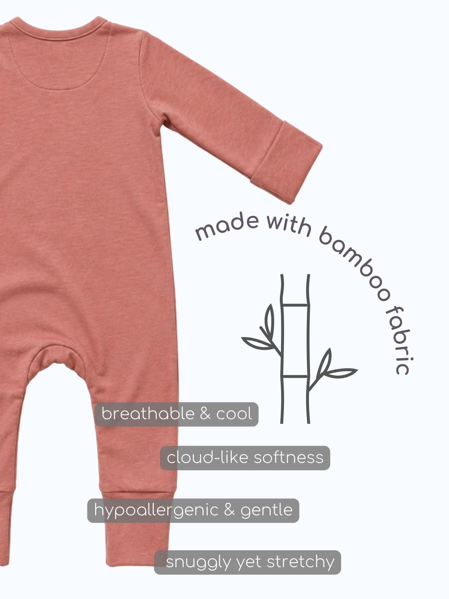 bamboo sleepsuit with reversible mittens & footie