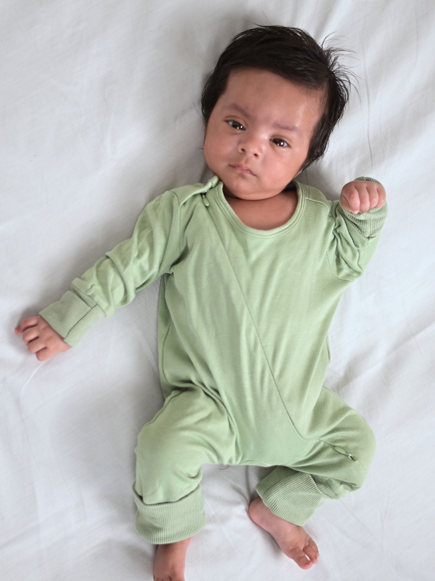 bamboo sleepsuit with reversible mittens & footie