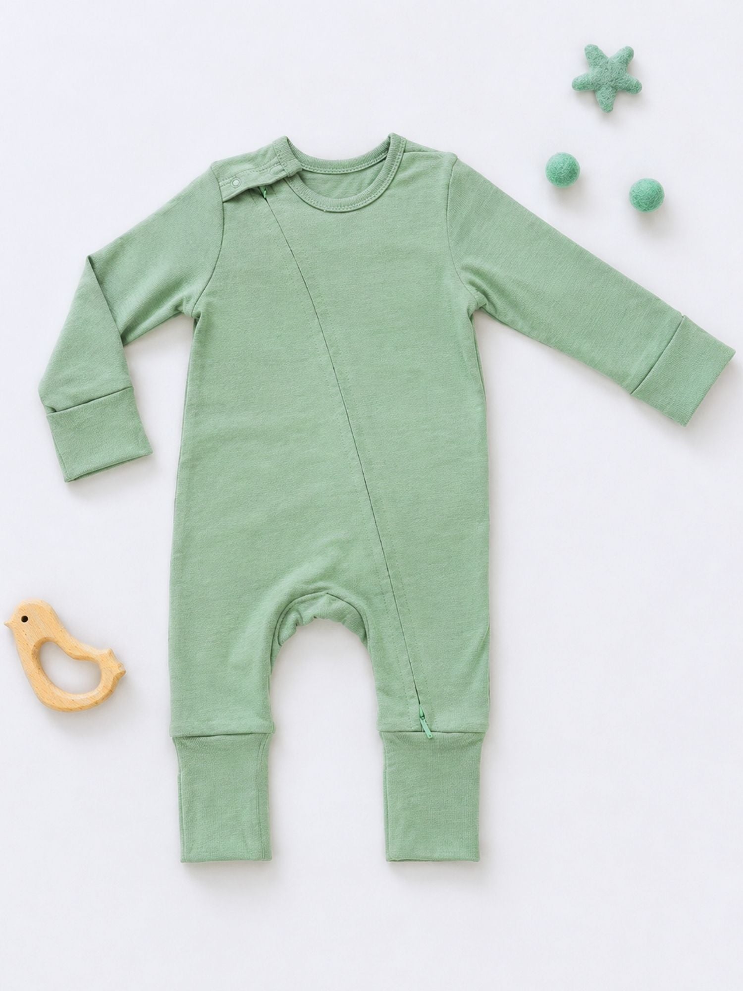 bamboo sleepsuit with reversible mittens & footie