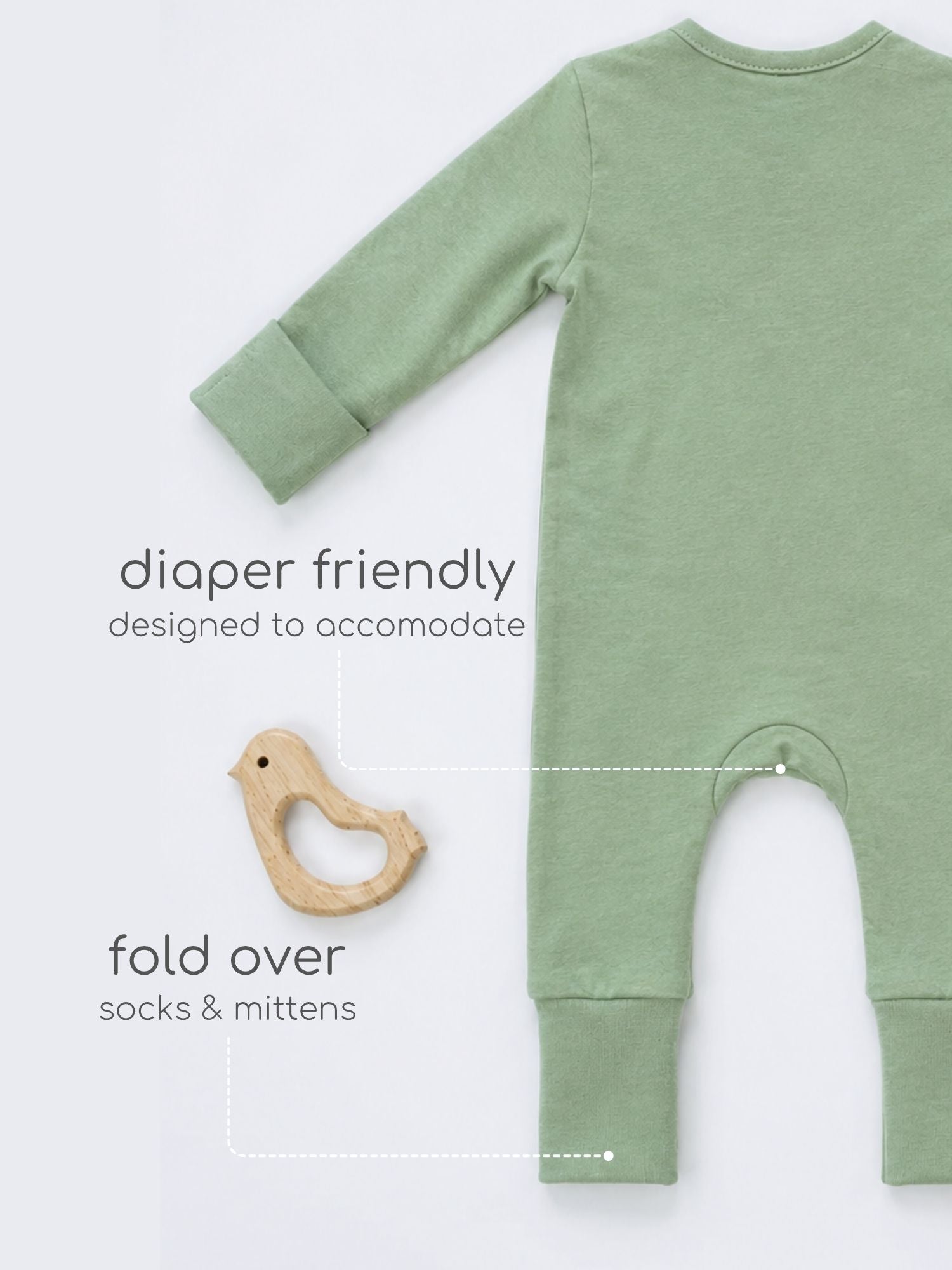 bamboo sleepsuit with reversible mittens & footie