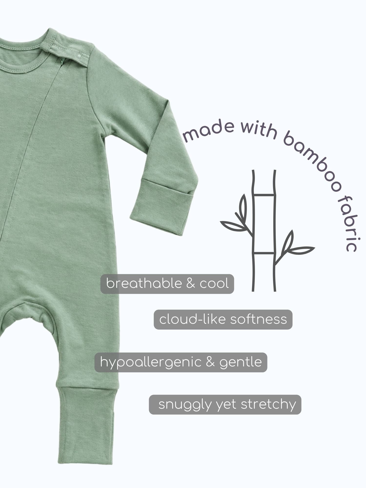 bamboo sleepsuit with reversible mittens & footie