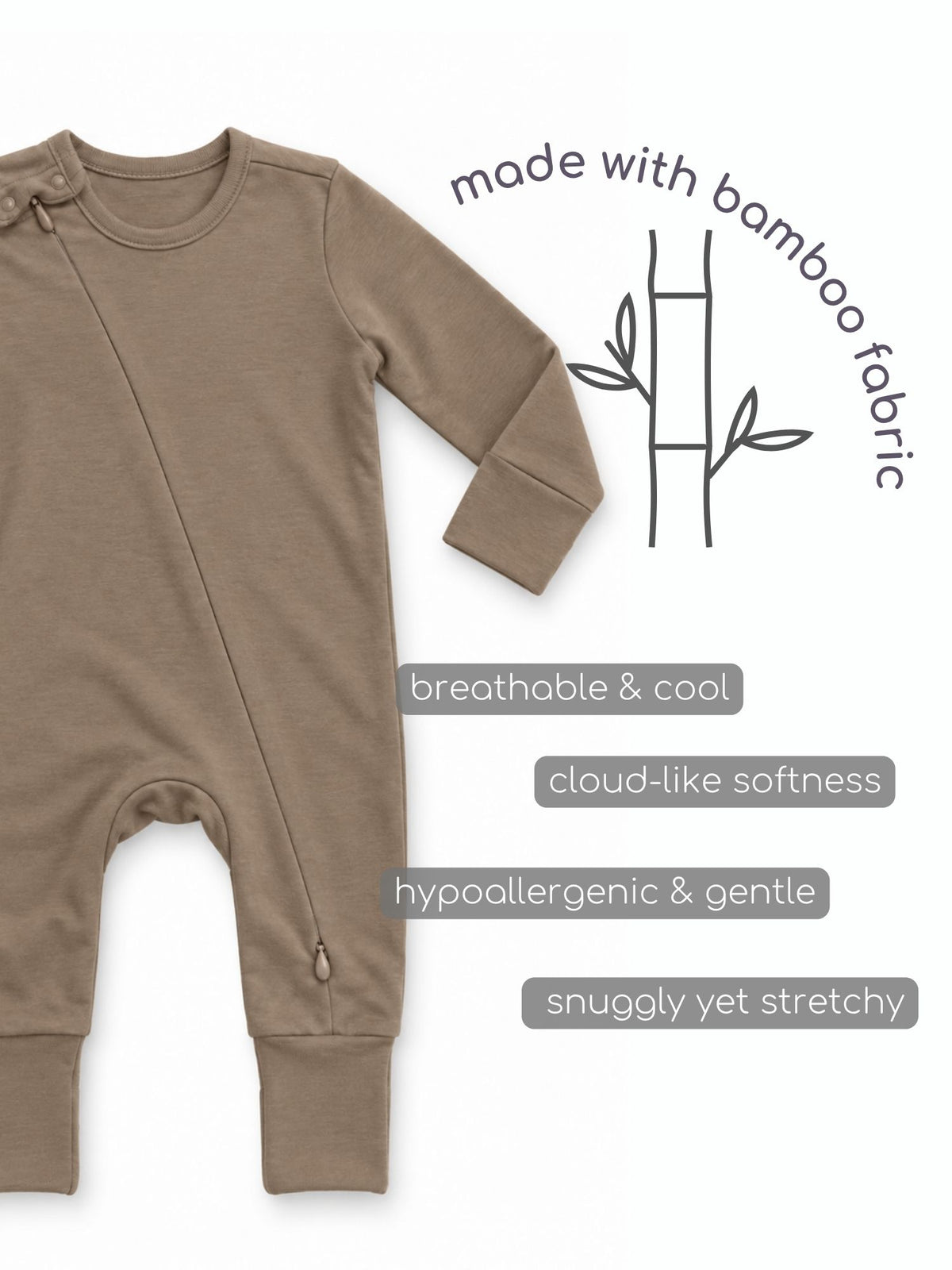 bamboo sleepsuit with reversible mittens & footie