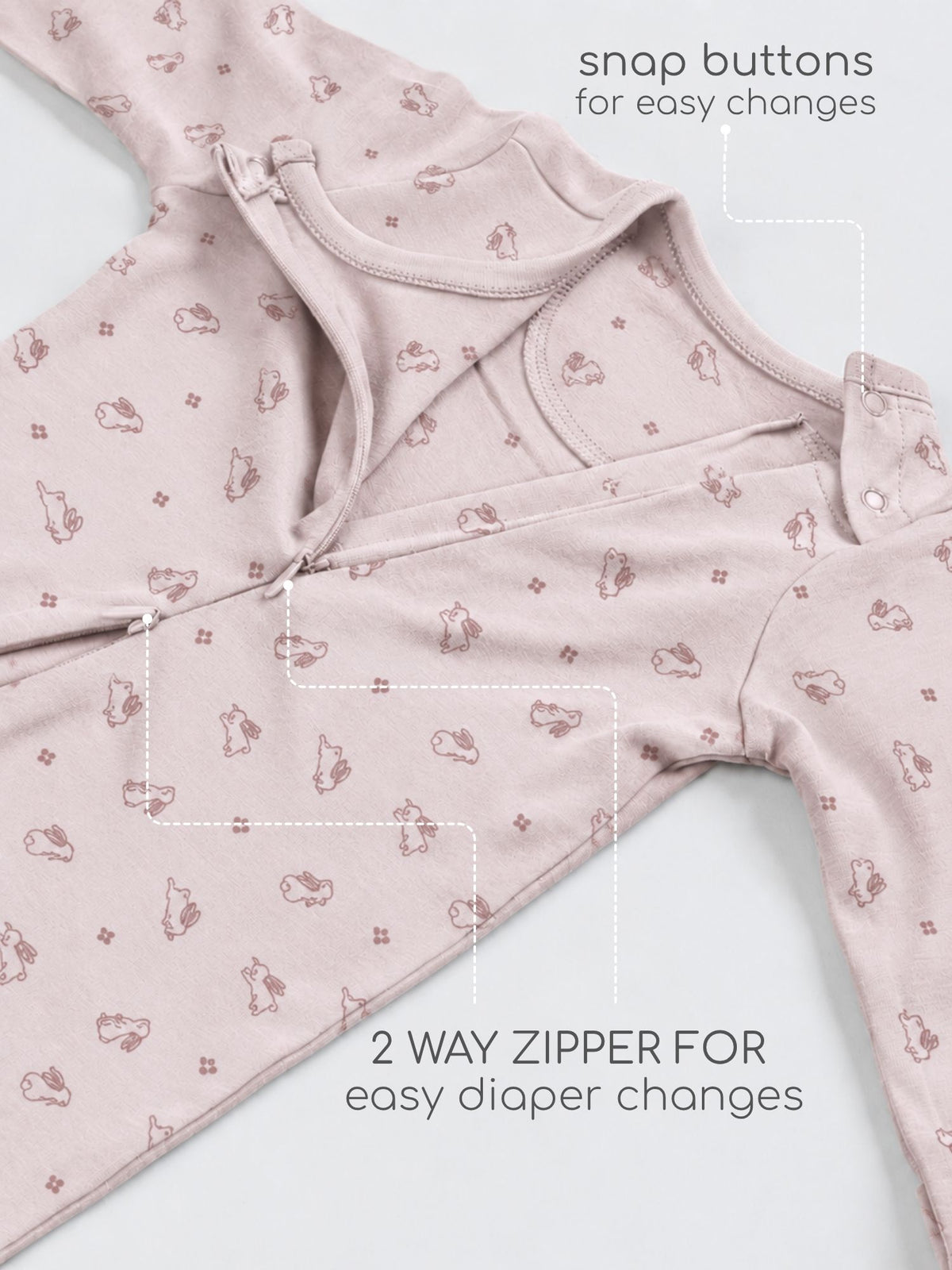 bamboo sleepsuit with reversible mittens & footie