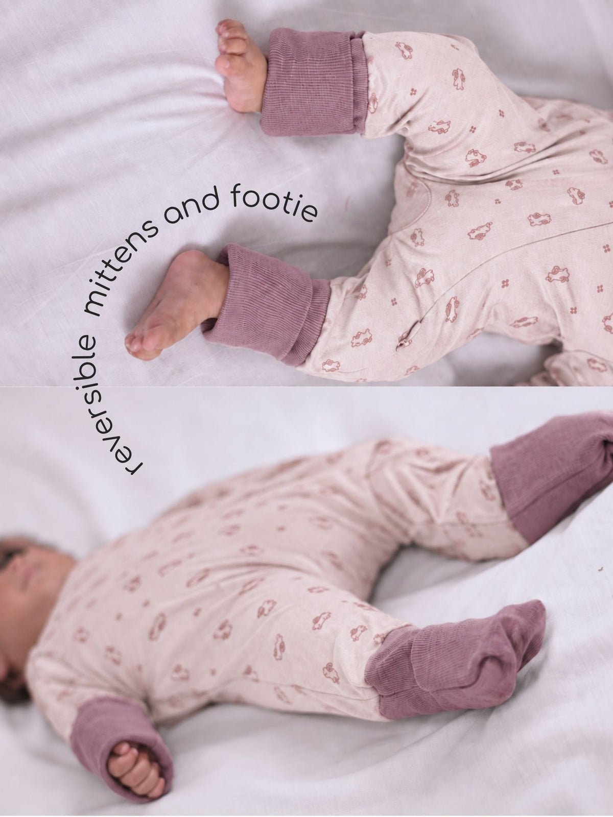 bamboo sleepsuit with reversible mittens & footie