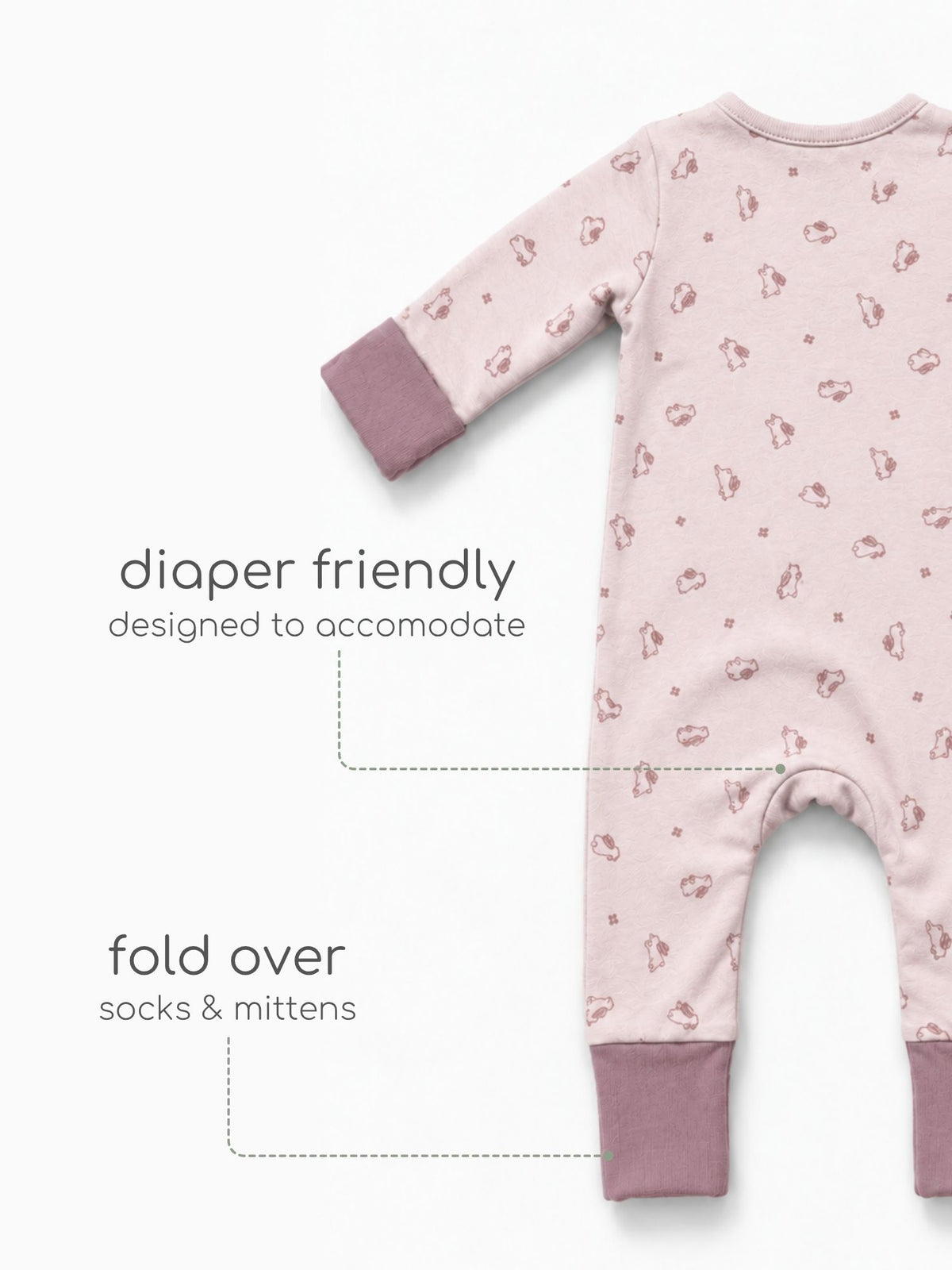 bamboo sleepsuit with reversible mittens & footie