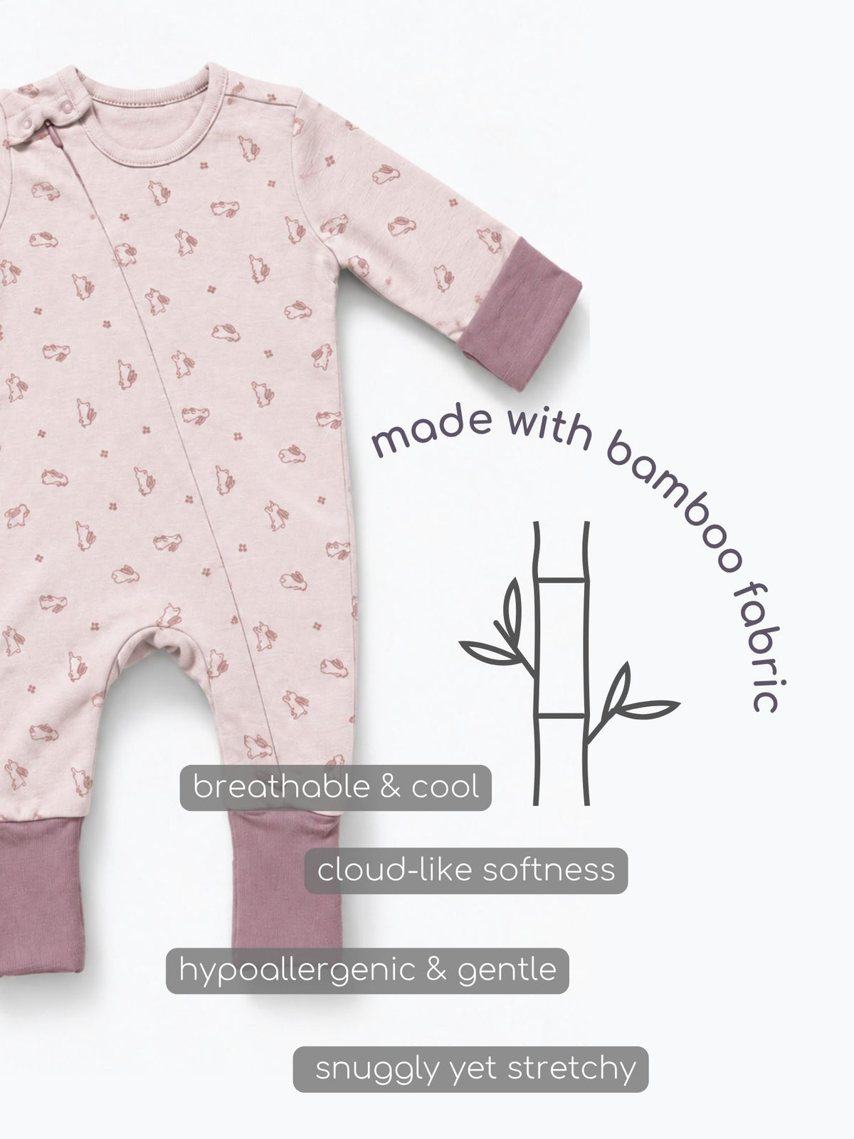 bamboo sleepsuit with reversible mittens & footie