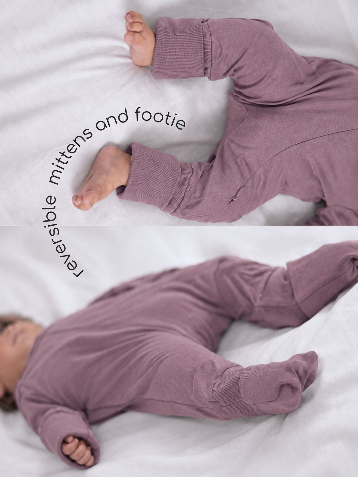 bamboo sleepsuit with reversible mittens & footie