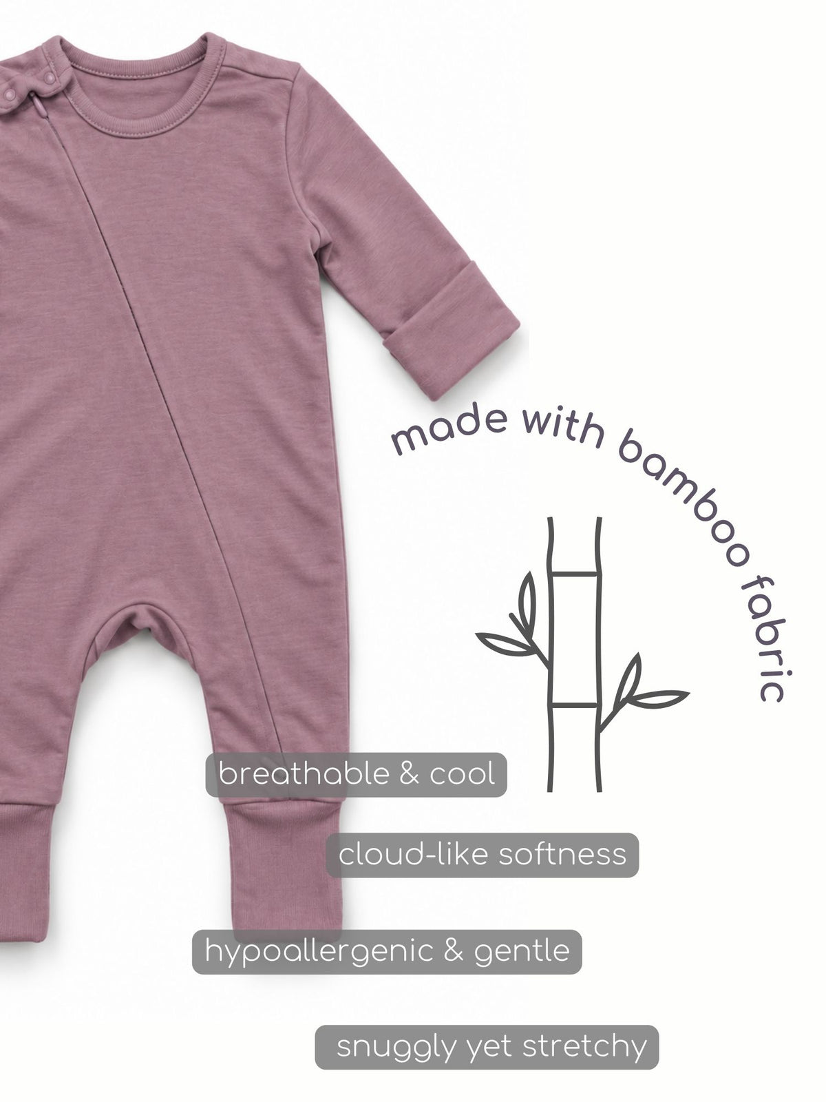 bamboo sleepsuit with reversible mittens & footie