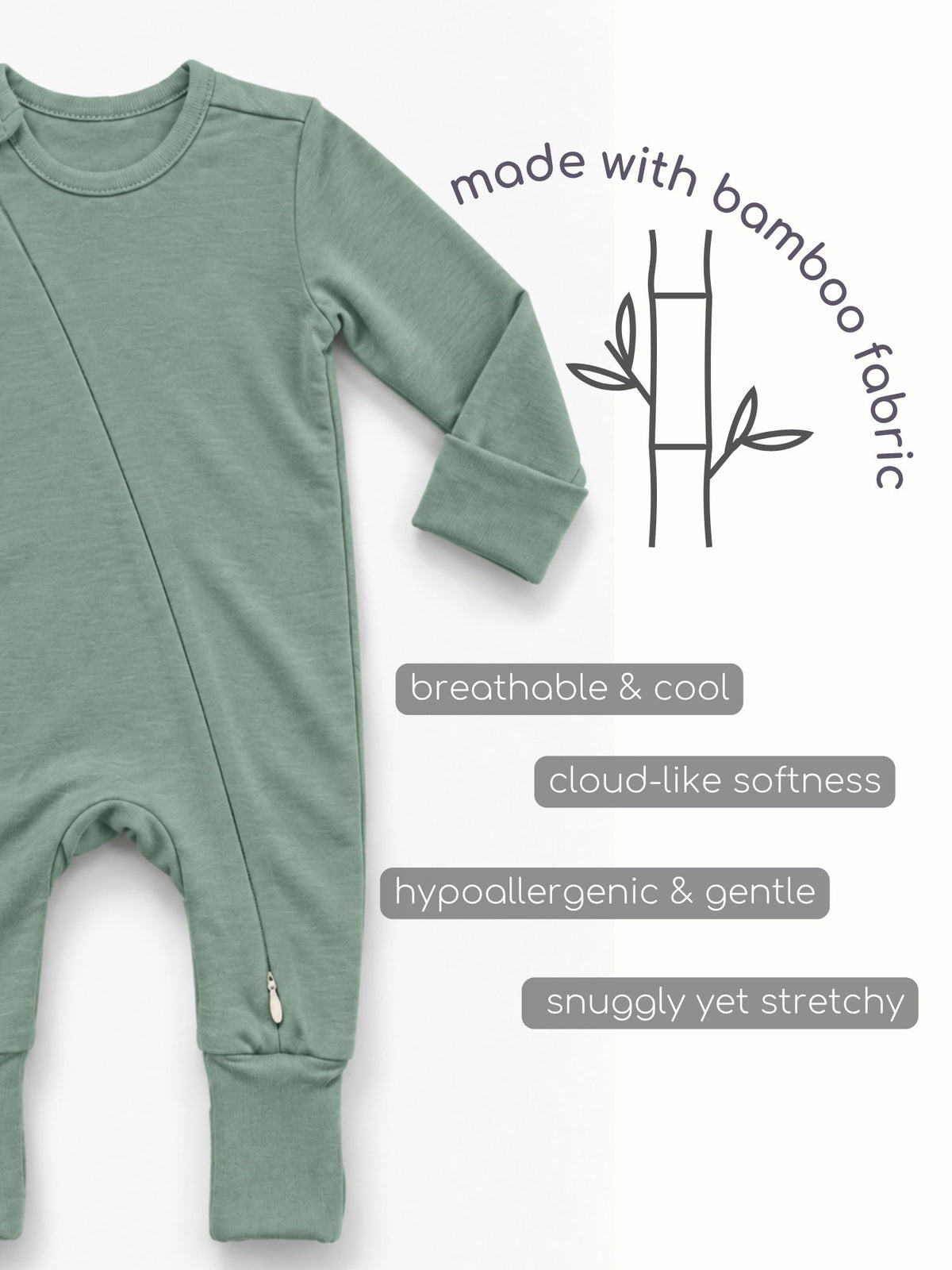 bamboo sleepsuit with reversible mittens & footie