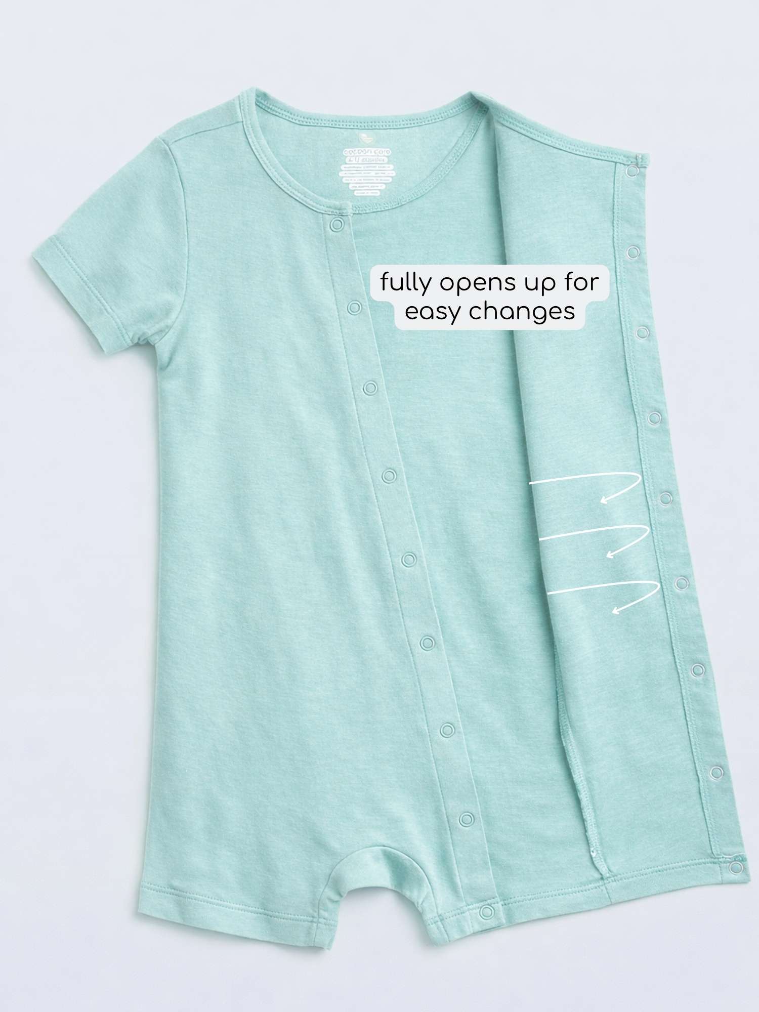 short sleeve bamboo knit romper with snap buttons