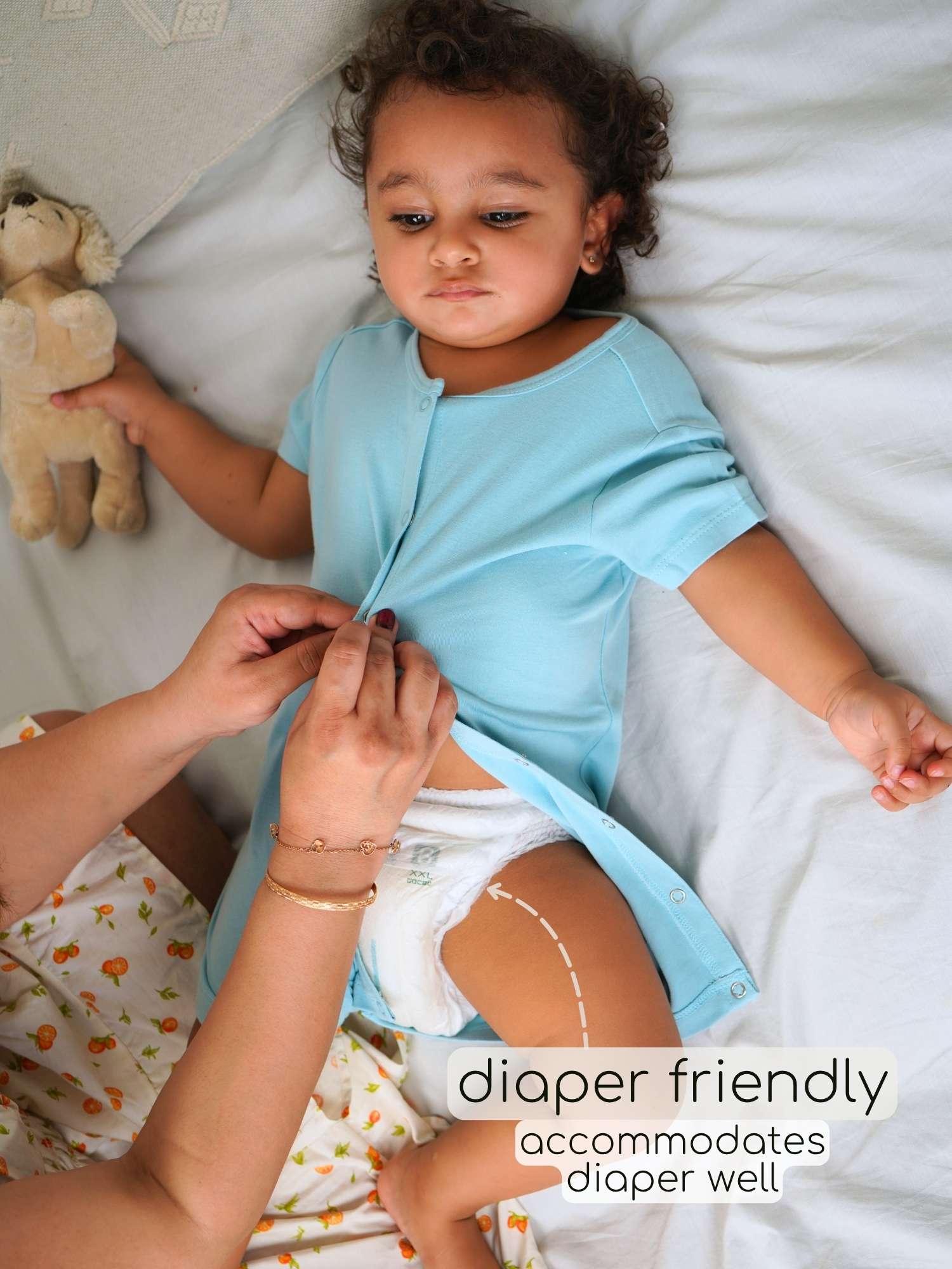 short sleeve bamboo knit romper with snap buttons
