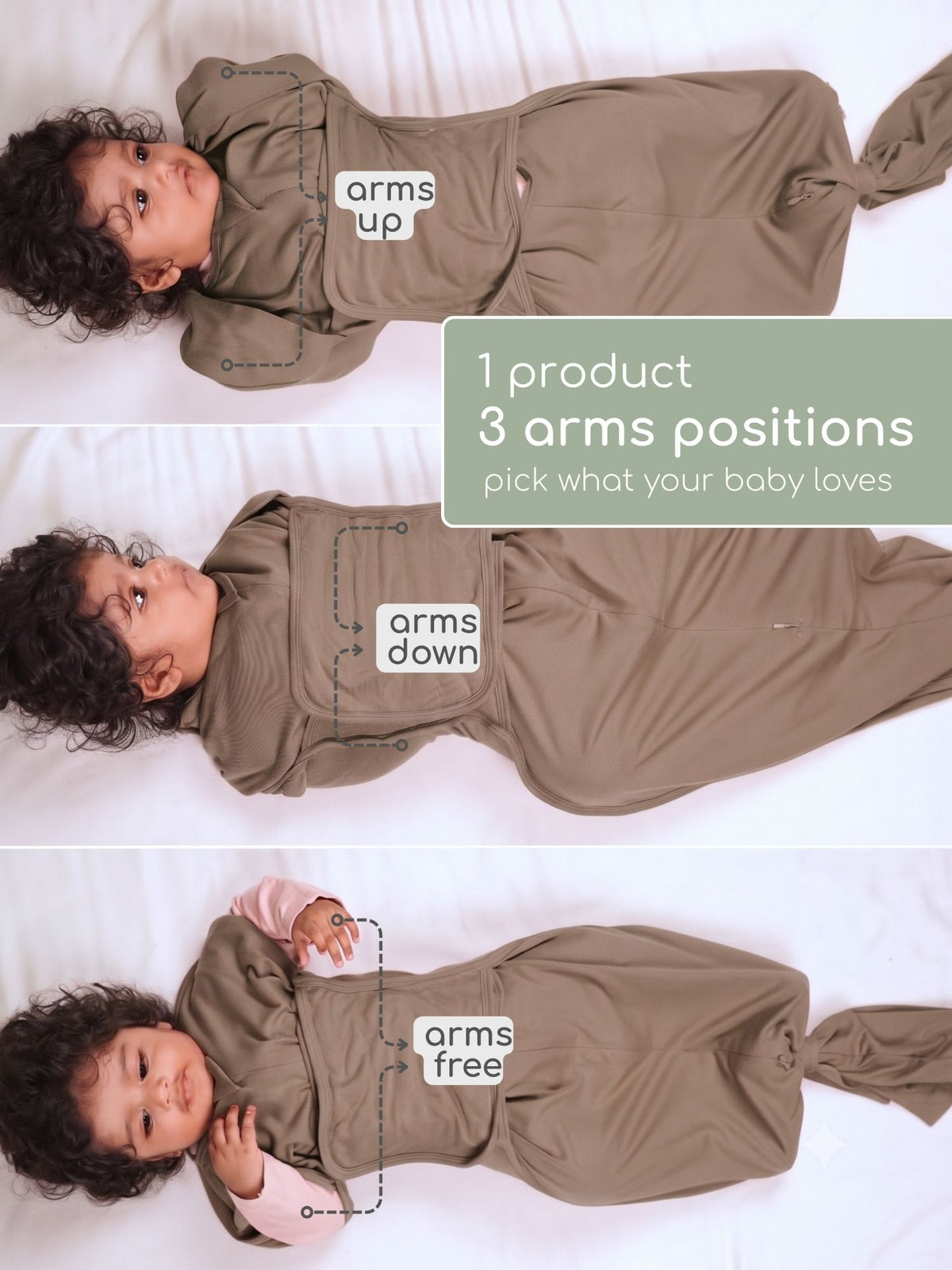 bamboo SNUGZIE™ 3 arms position swaddle pod
