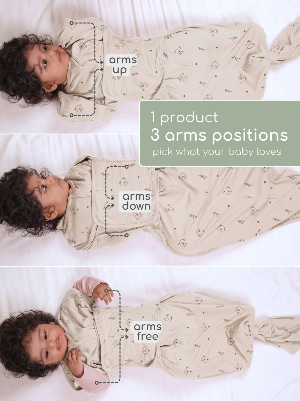bamboo SNUGZIE™ 3 arms position swaddle pod