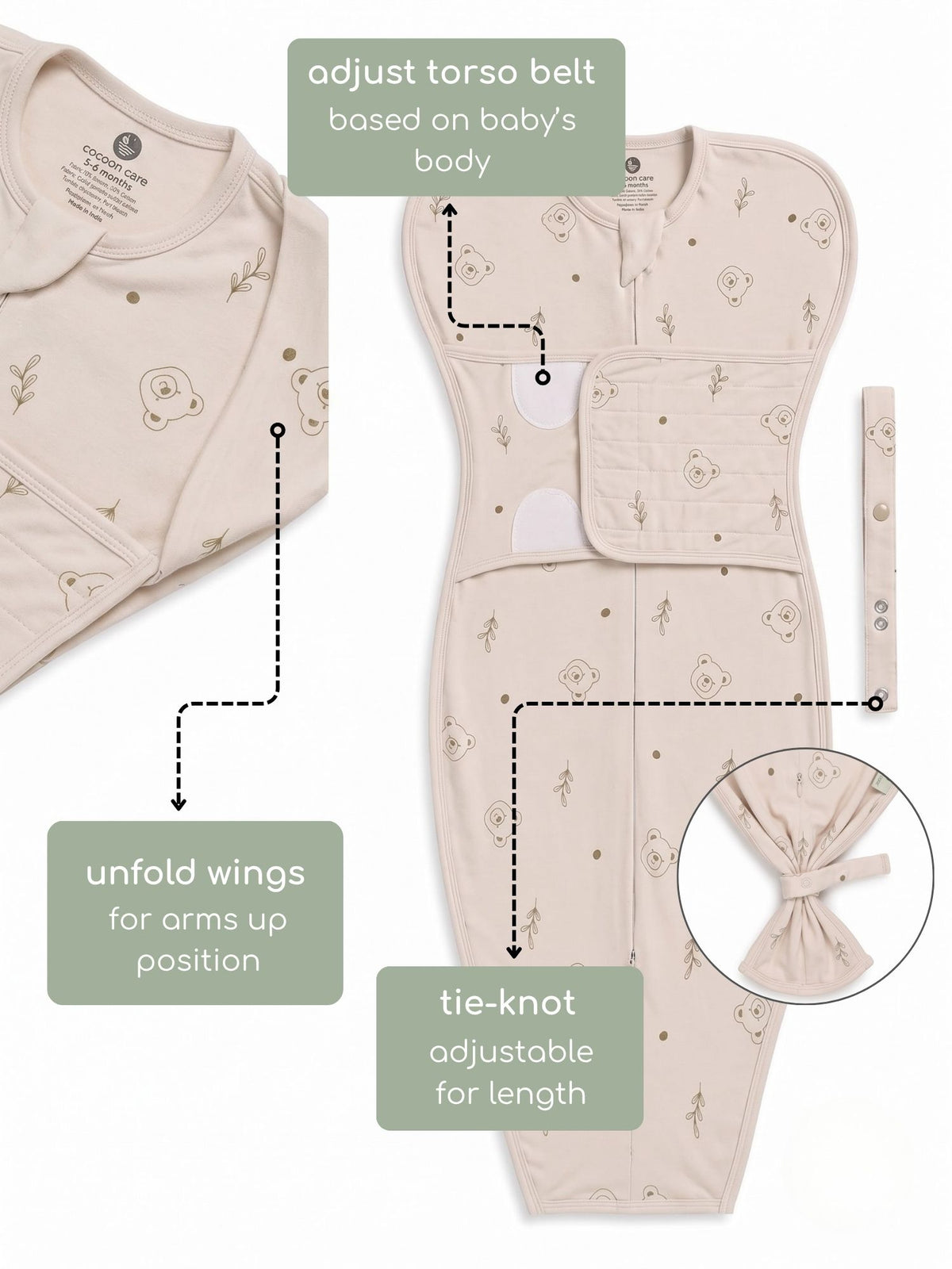 bamboo SNUGZIE™ 3 arms position swaddle pod