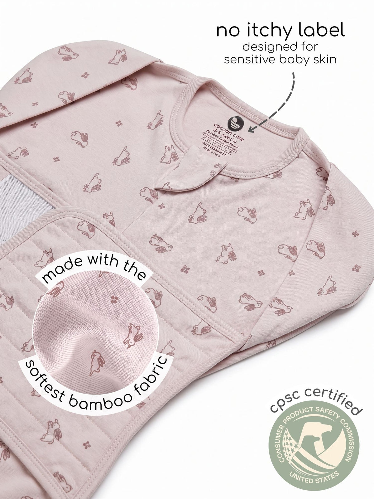 bamboo SNUGZIE™ 3 arms position swaddle pod