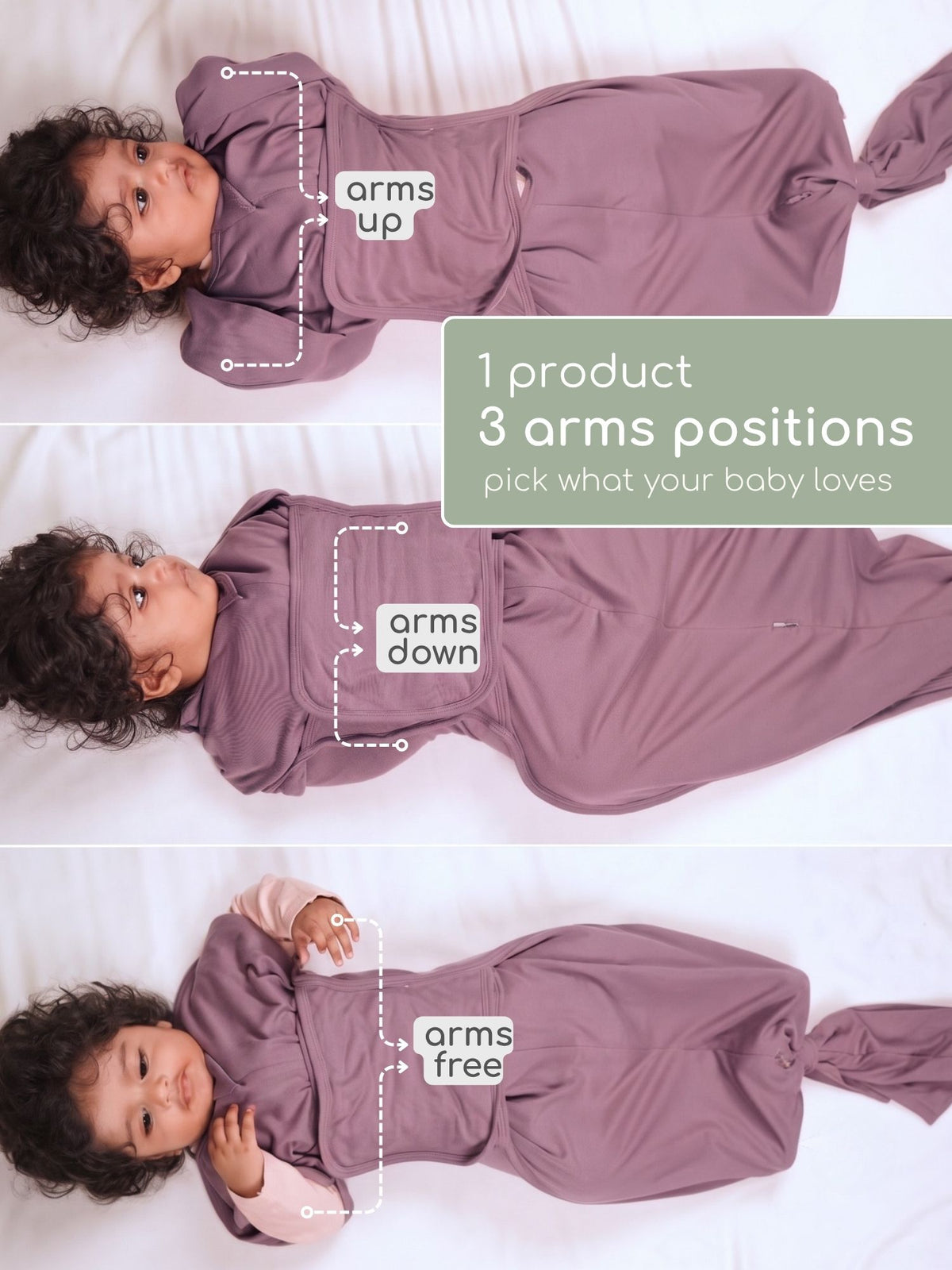 bamboo SNUGZIE™ 3 arms position swaddle pod