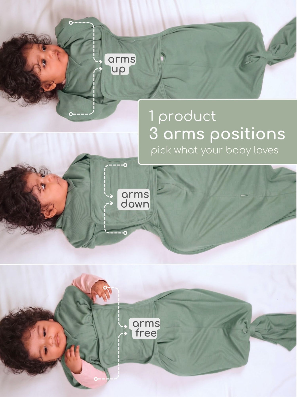 bamboo SNUGZIE™ 3 arms position swaddle pod