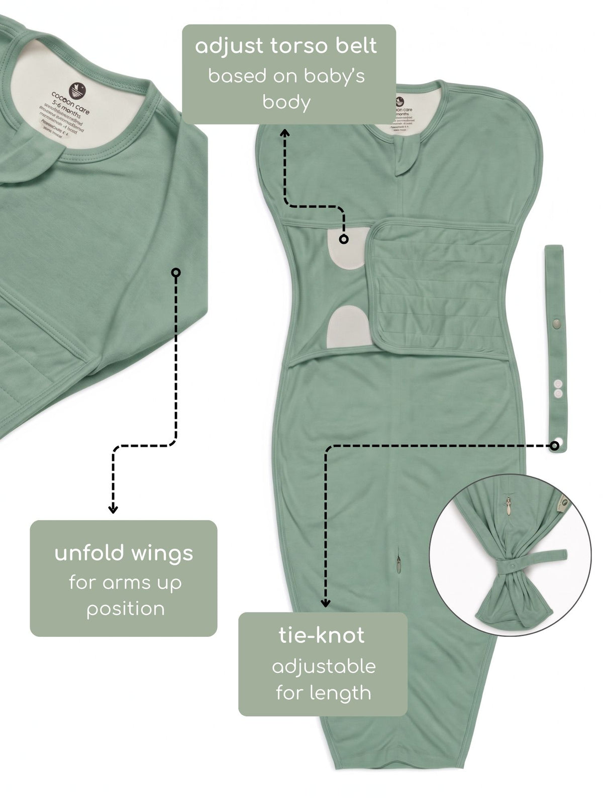 bamboo SNUGZIE™ 3 arms position swaddle pod