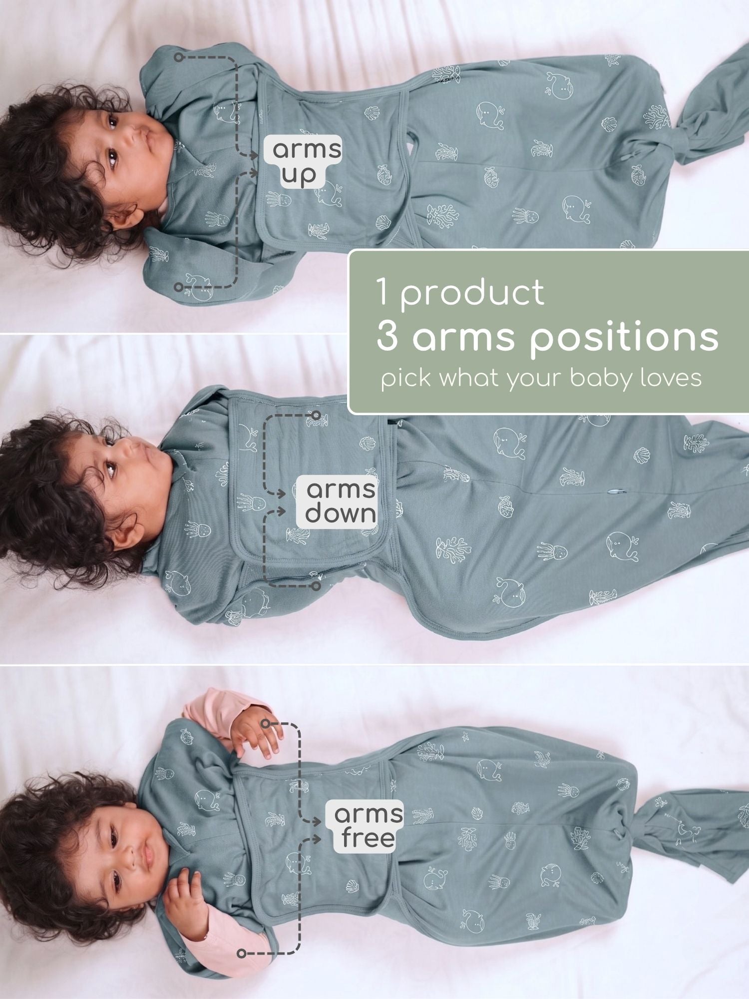 bamboo SNUGZIE™ 3 arms position swaddle pod