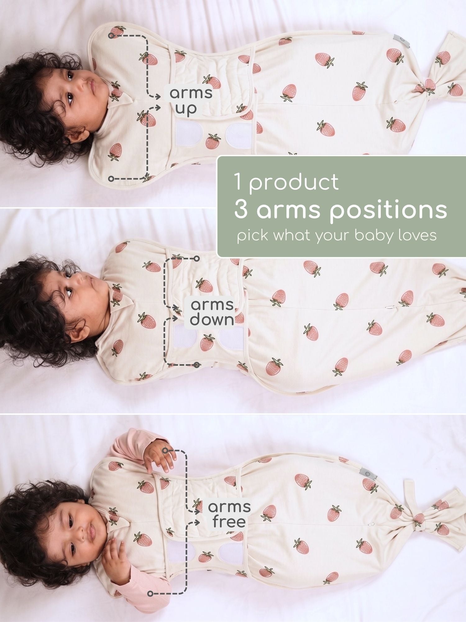 bamboo SNUGZIE™ 3 arms position swaddle pod
