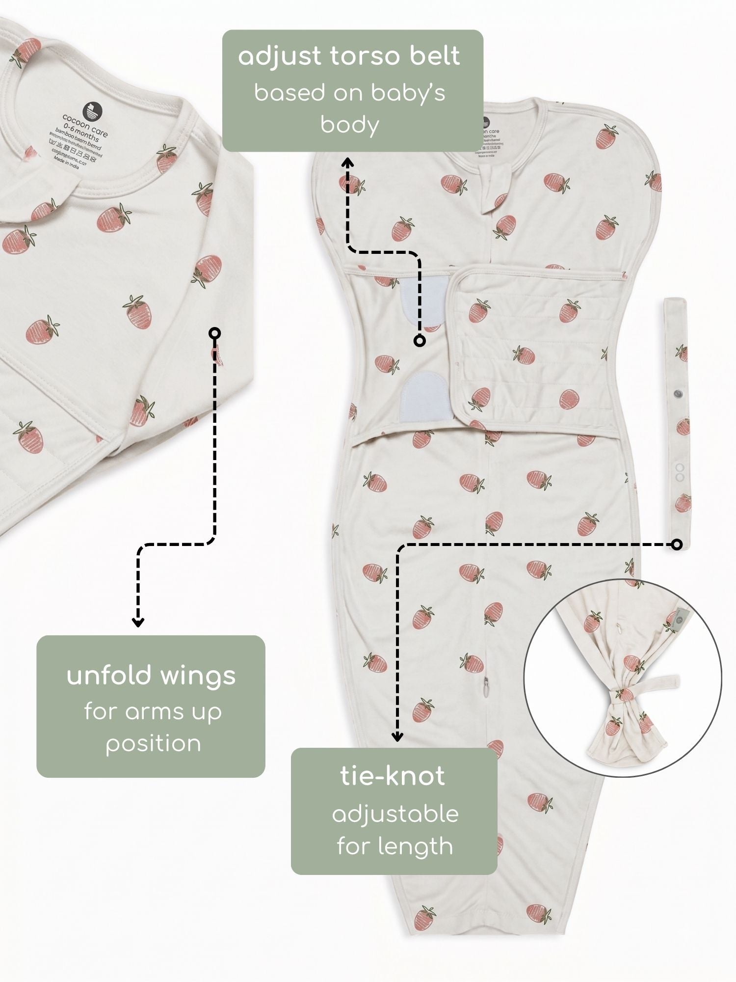 bamboo SNUGZIE™ 3 arms position swaddle pod
