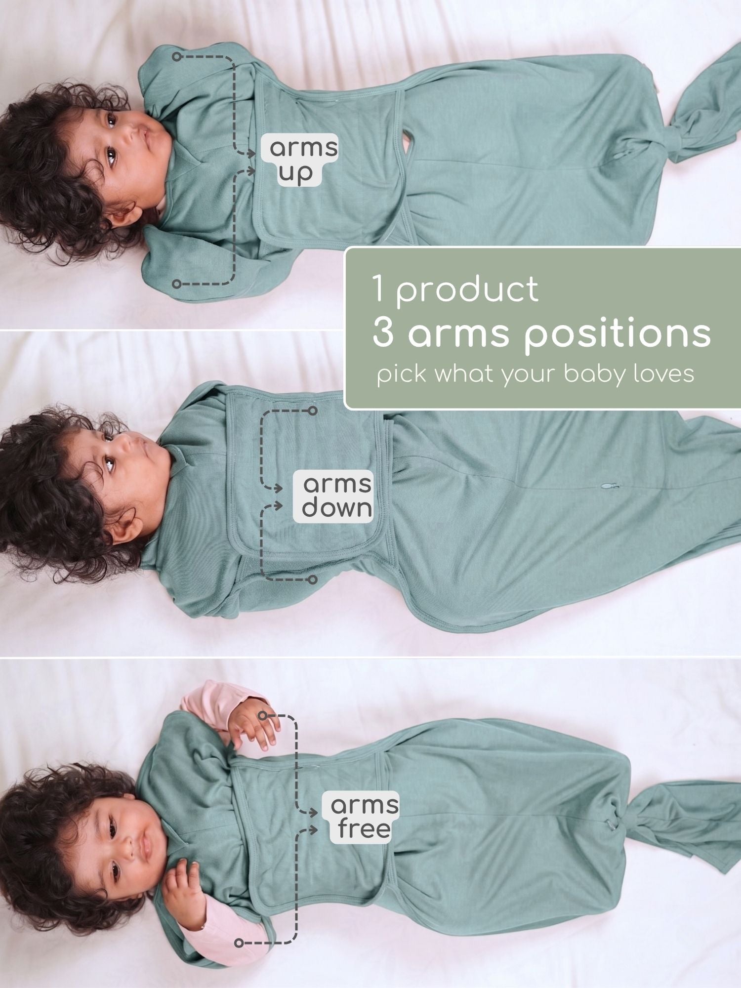 bamboo SNUGZIE™ 3 arms position swaddle pod