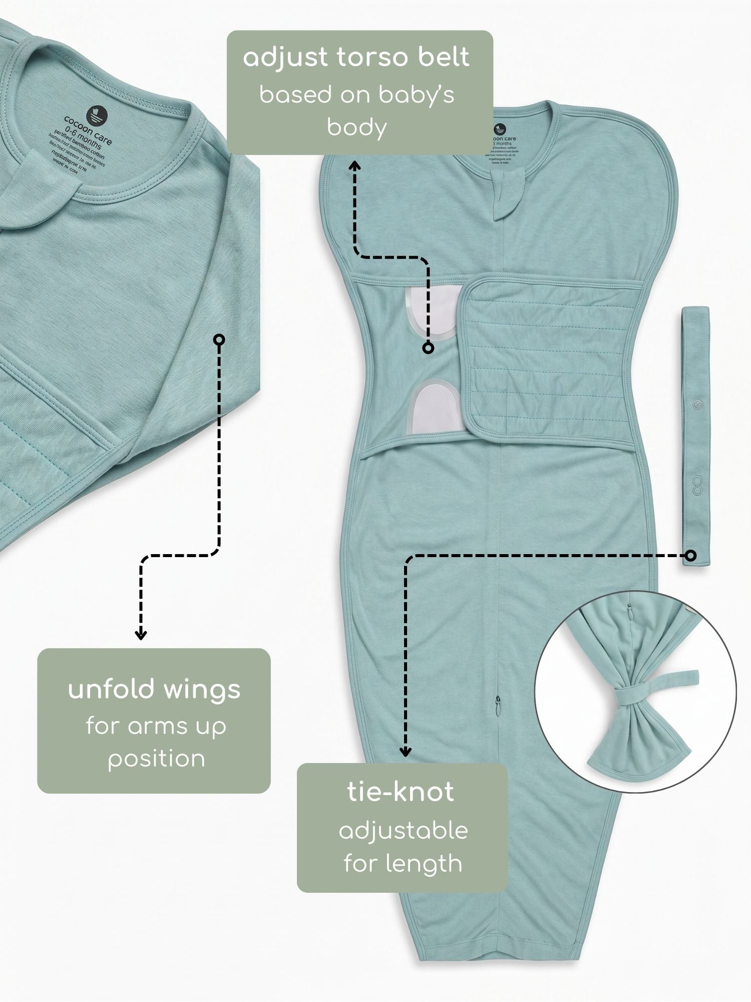 bamboo SNUGZIE™ 3 arms position swaddle pod