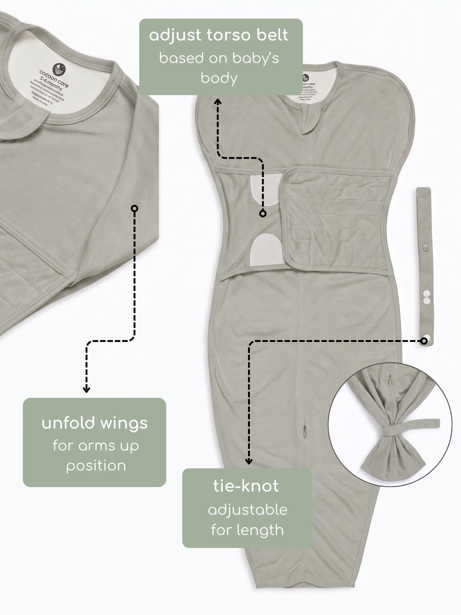 bamboo SNUGZIE™ 3 arms position swaddle pod